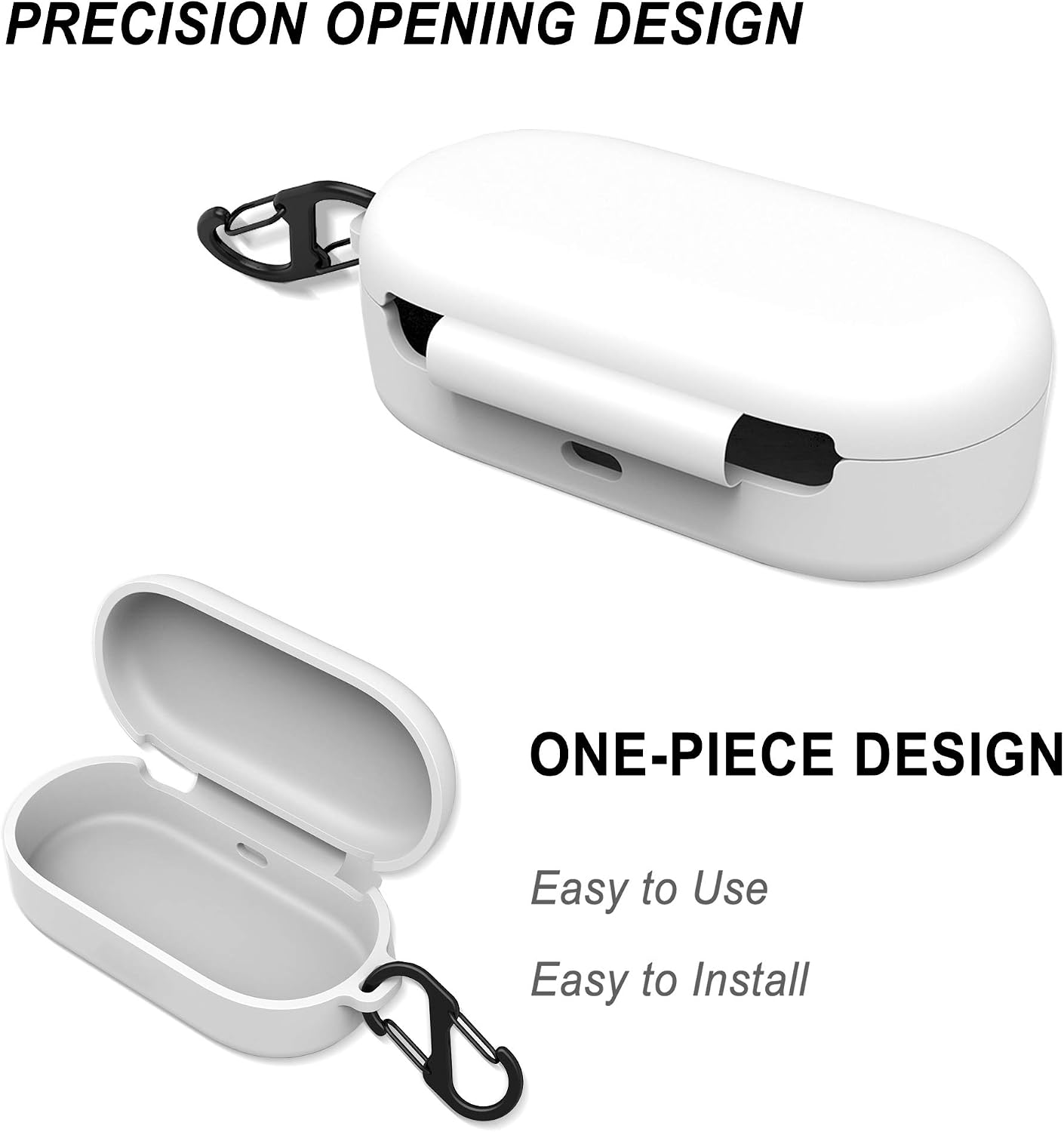 Naomo Silicone Case for TOZO T12, Soft and Flexible, Scratch/Shock Resistant Silicone Cover for TOZO T12 Headphones (White)