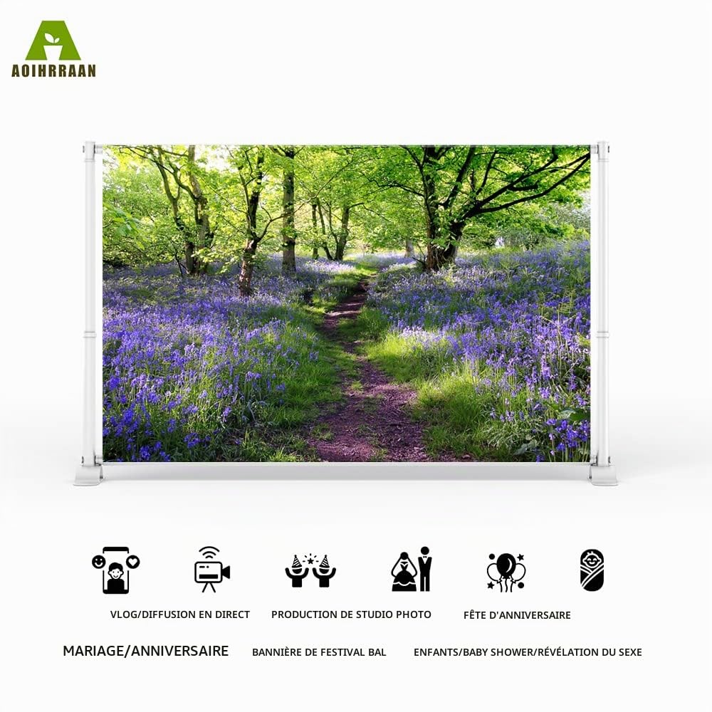 Aoihrraan 3x2m Lavande Manoir Fond Violet Fleurs Vert Arbres Printemps Forêt Parc Nature Paysage Photographie Fond Mariage Shoots Enfants Adultes Artistique Portrait Photo Studio Accessoires