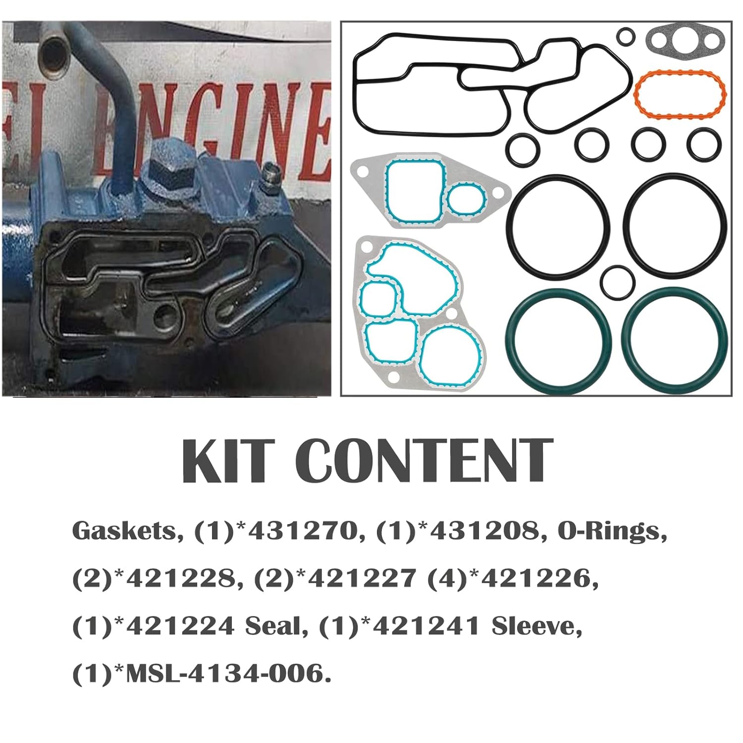 Oil Cooler Mounting Gasket Kit for 1993-1997 Compatible with Navistar & International DT466E 1823182C95, 1823182C94, 1823182C93, 1823182C92, 1823182C91