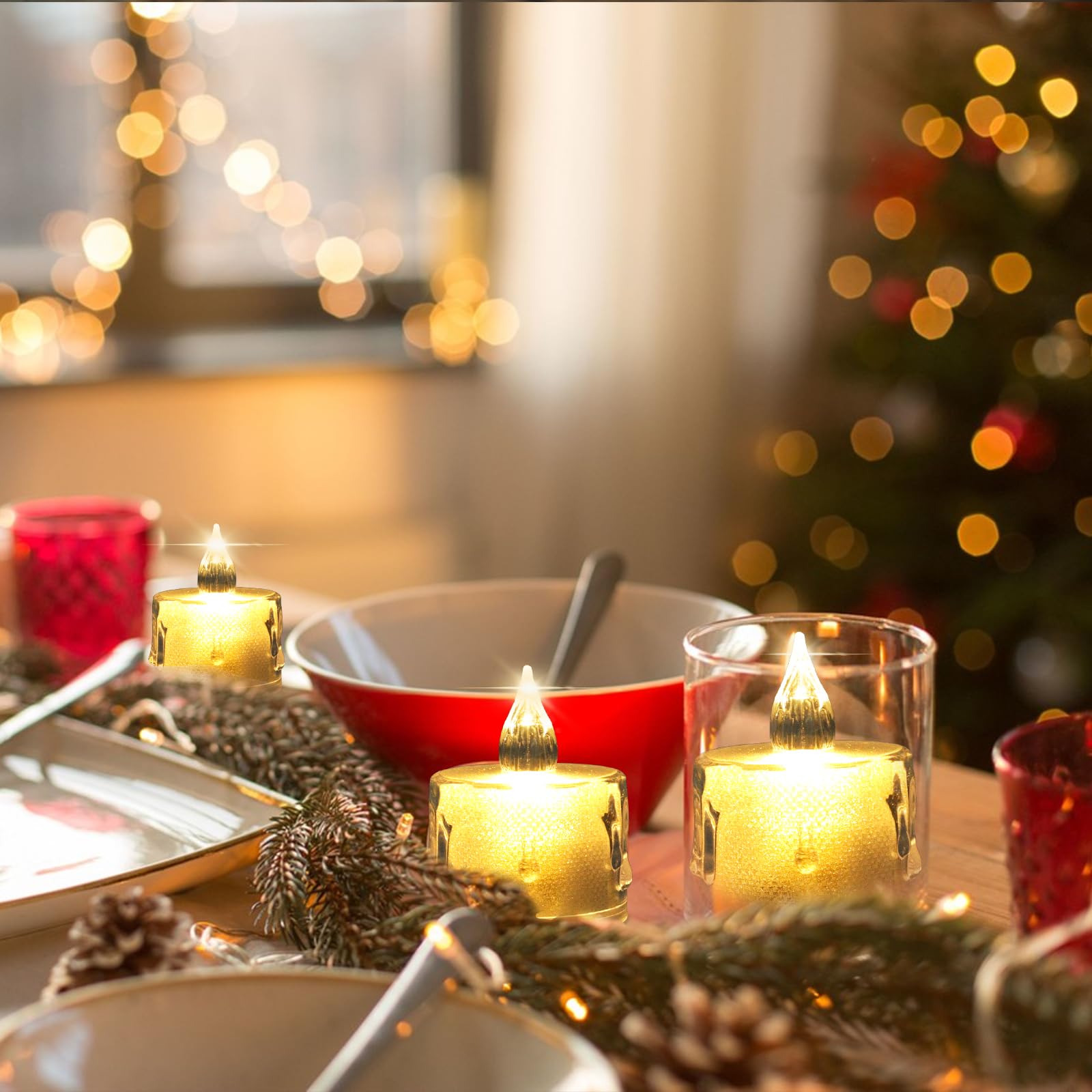 Candele LED Senza Fiamma - 24 Pezzi Con Luce Calda | Batterie Incluse, Per Decorazione Casa, Natale, Matrimoni