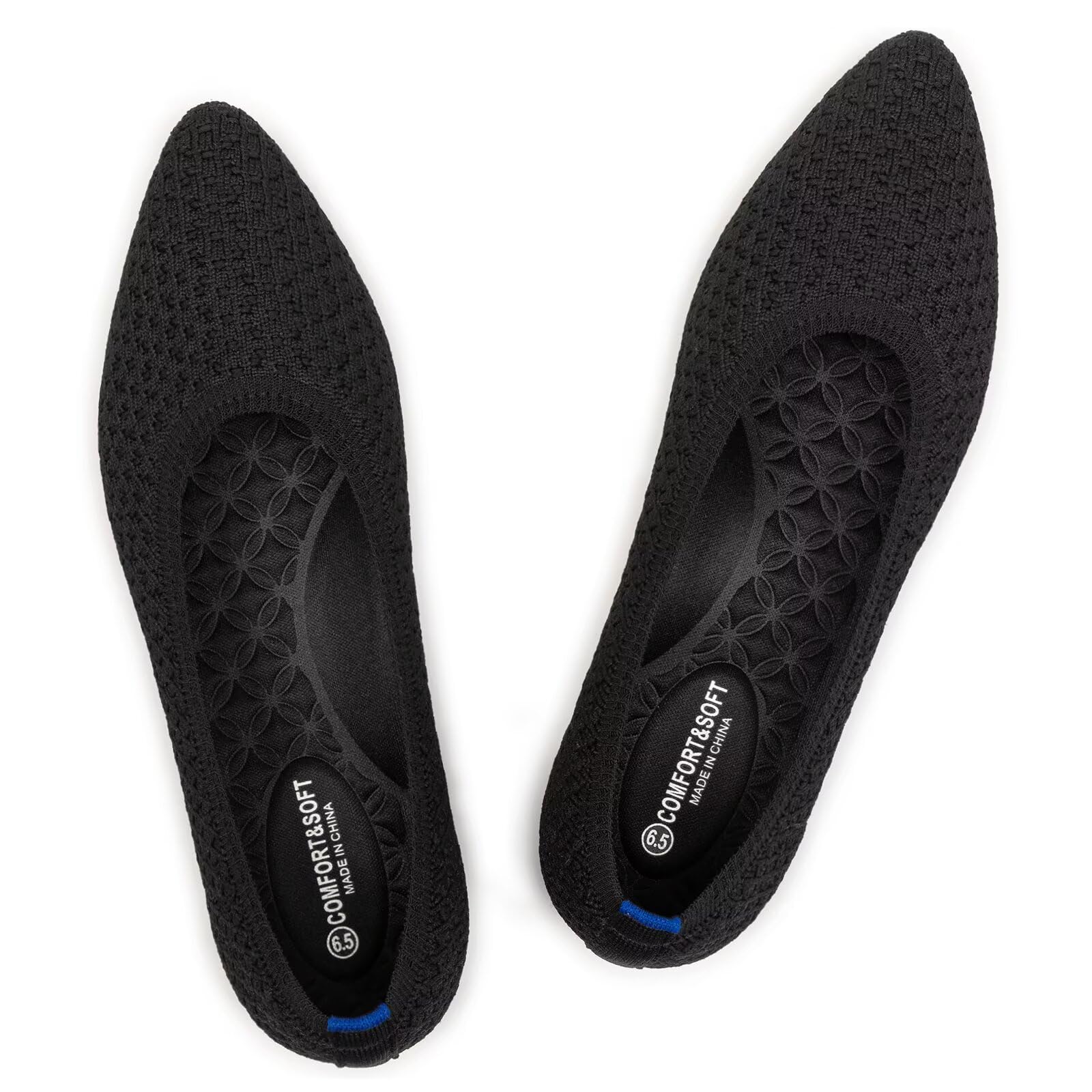 Frank Mully Womens Pointed Toe Flats Knit Dress Shoes Comfort Women Shoes Softable