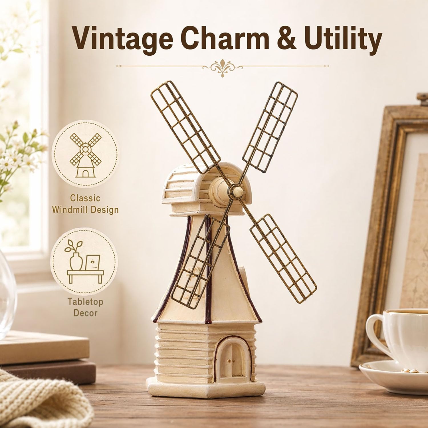 Vintage Dutch Windmill Model Rustic Farmhouse Windmill Craft