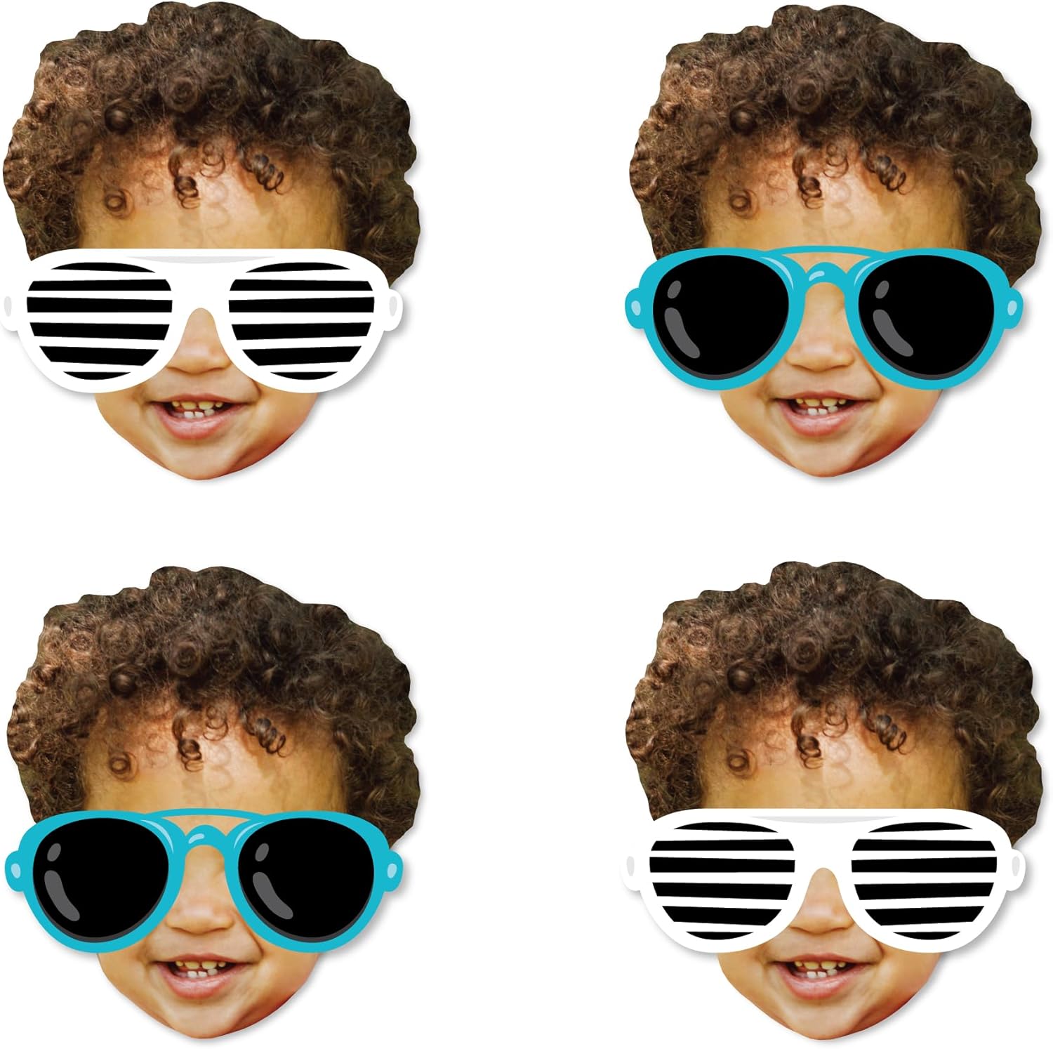 Big Dot of Happiness Custom Photo Two Cool - Boy - Blue 2nd Birthday Party DIY Shaped Fun Face Cut-Outs - 24 Count
