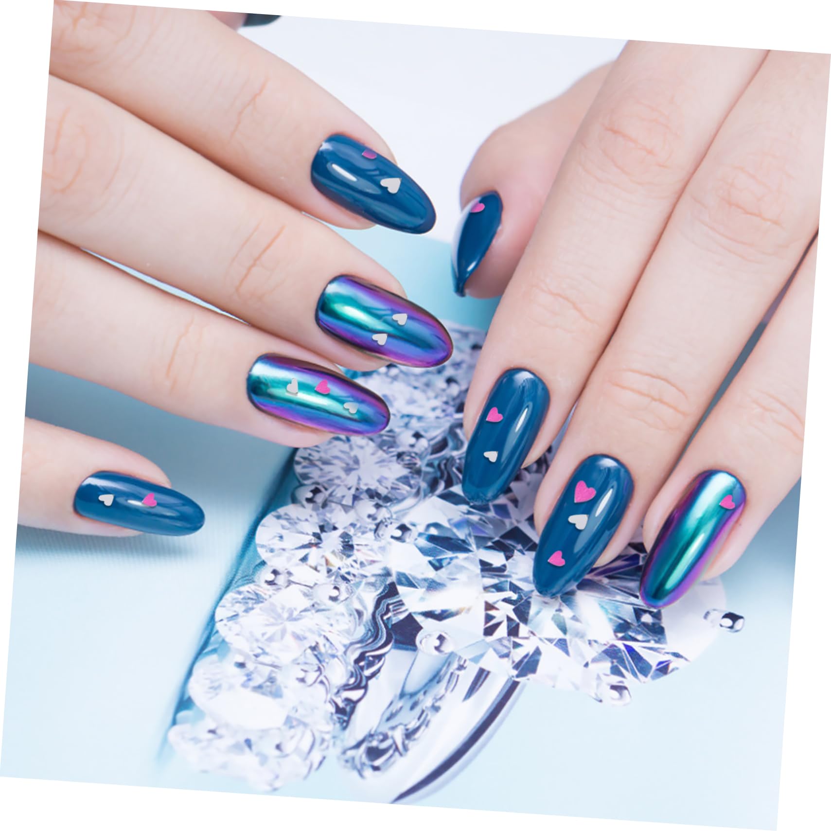 Healeved to Your Nails 2 Pack Heart Nail Sequins Glitter Paillettes Manicure Accessories Easy DIY