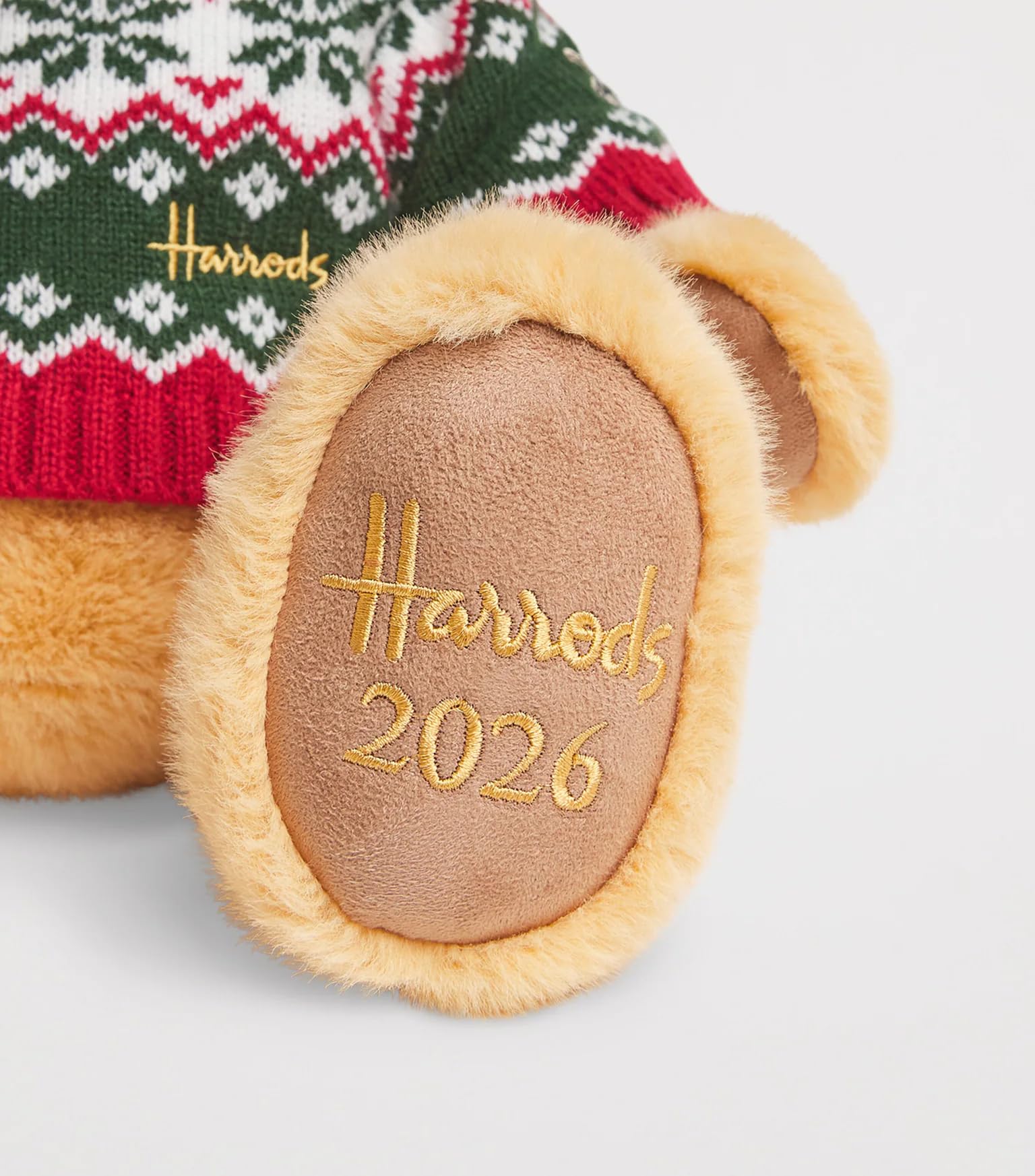 Harrods Christmas Bear, Plush Teddy Bear with Red Knit Sweater and