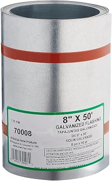 AMERIMAX HOME PRODUCTS 70008 8-Inch x 50-Feet Galvanized Flashing, Mill