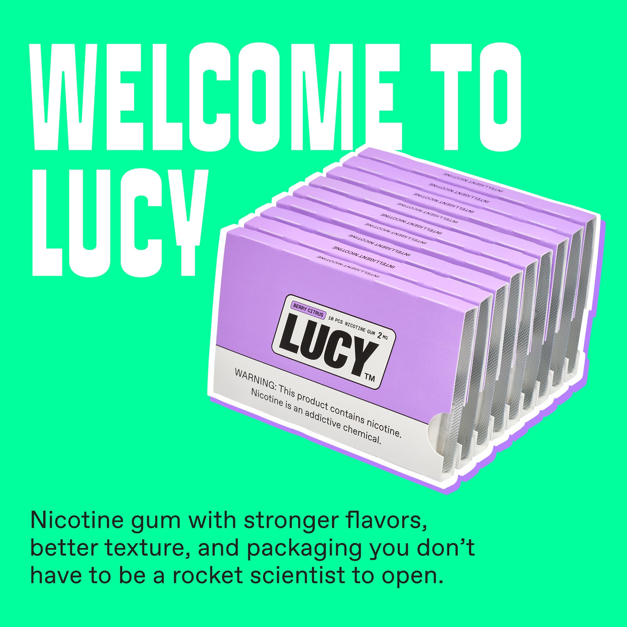 Amazon.com: Lucy Nicotine Gum 2mg, 100 Count [Citrus Berry], Nicotine  Alternative - High Purity, Great Taste, Pure 2 mg Nicotine | Discreet &  Great On-The-Go : Health & Household