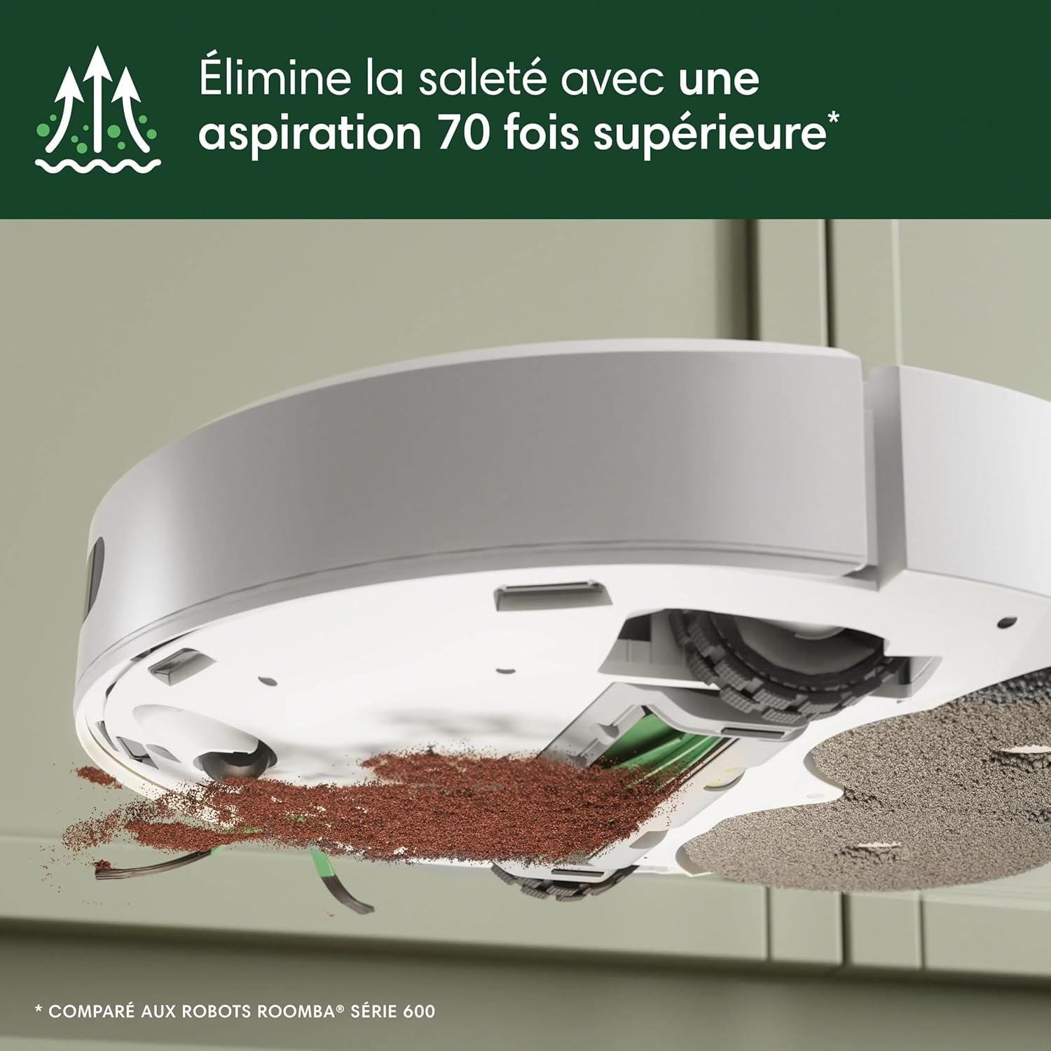 iRobot Roomba Plus 405 Combo Robot + AutoWash - Base Multifonction - Lavage et séchage des lingettes - LiDAR Clearview - 75 Jours d'autovidage - Double Lavage avec SmartScrub - Blanc