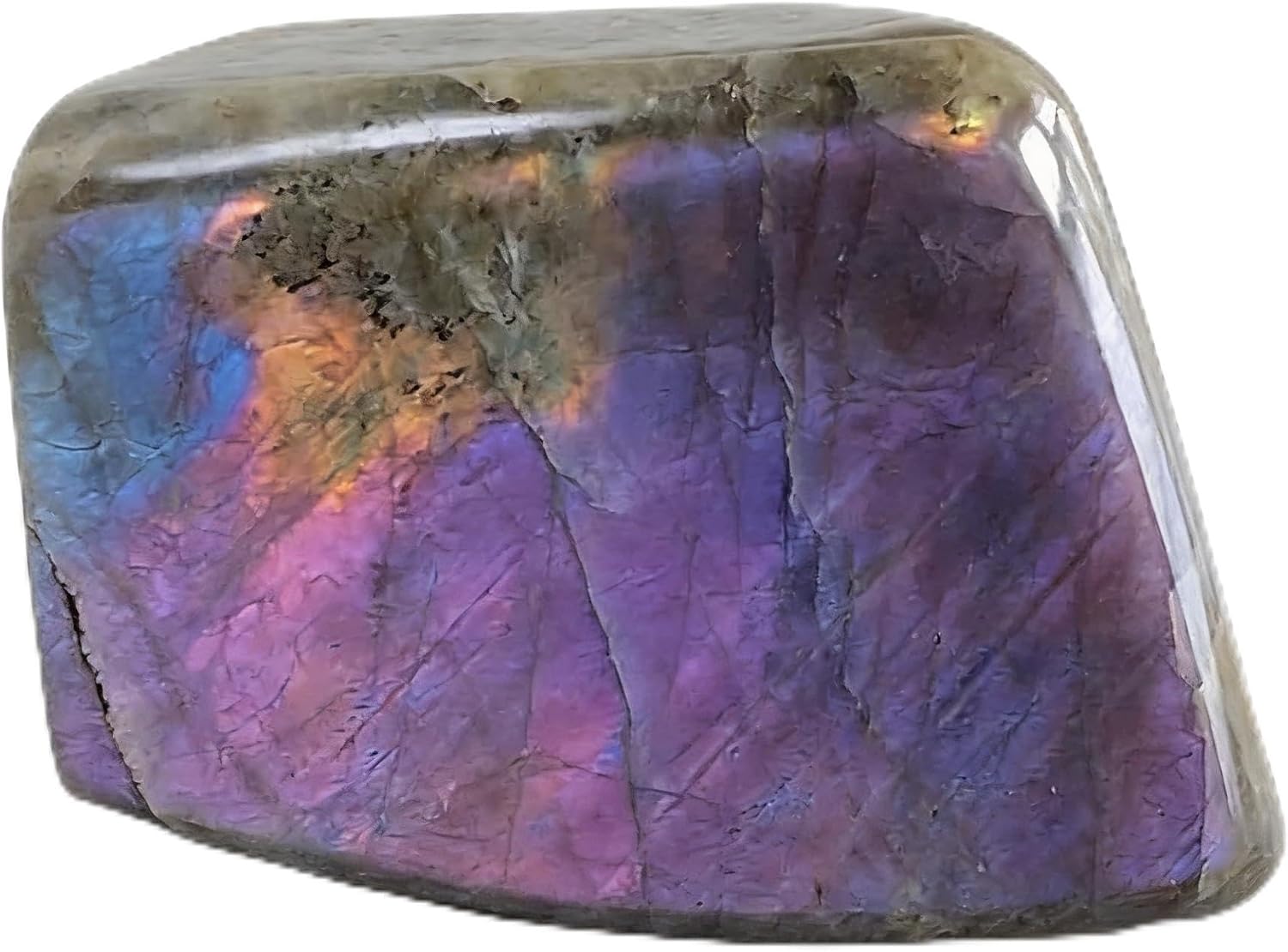 Natural Purple Flash Labradorite Crystal Stone – Natural Polished Healing Crystal for Chakra Balancing, Protection & Spiritual Energy, Decorative Meditation Stone (1.5-2LB)
