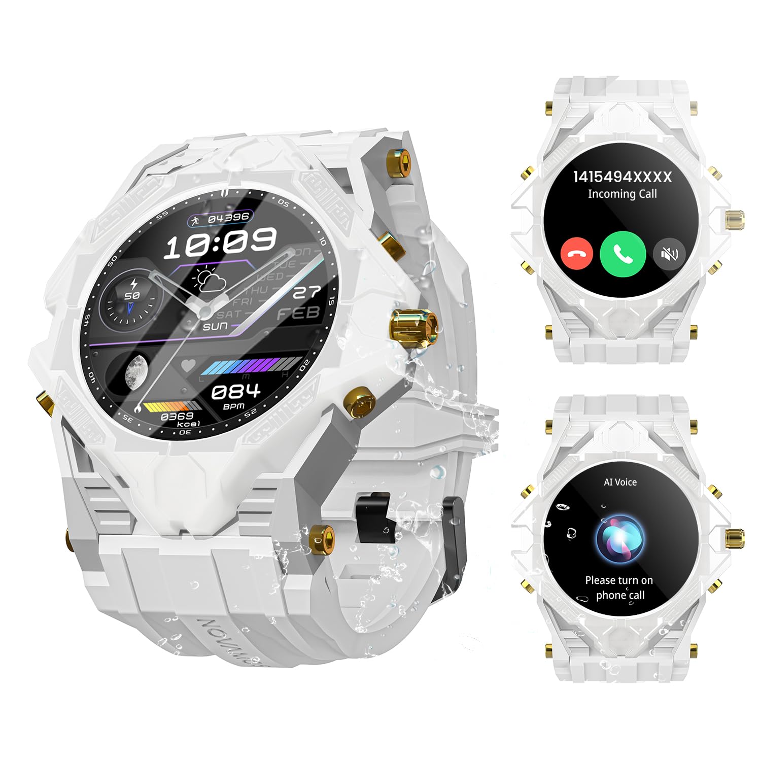 Rogbid DIY Smart Watch,Titanium/Ceramics Case 1.43-inch AMOLED Bluetooth Calling and Music Control, Fitness Tracker, IP68 Waterproof, Over 100 Sports Modes, Compatible with Android and iOS Phones