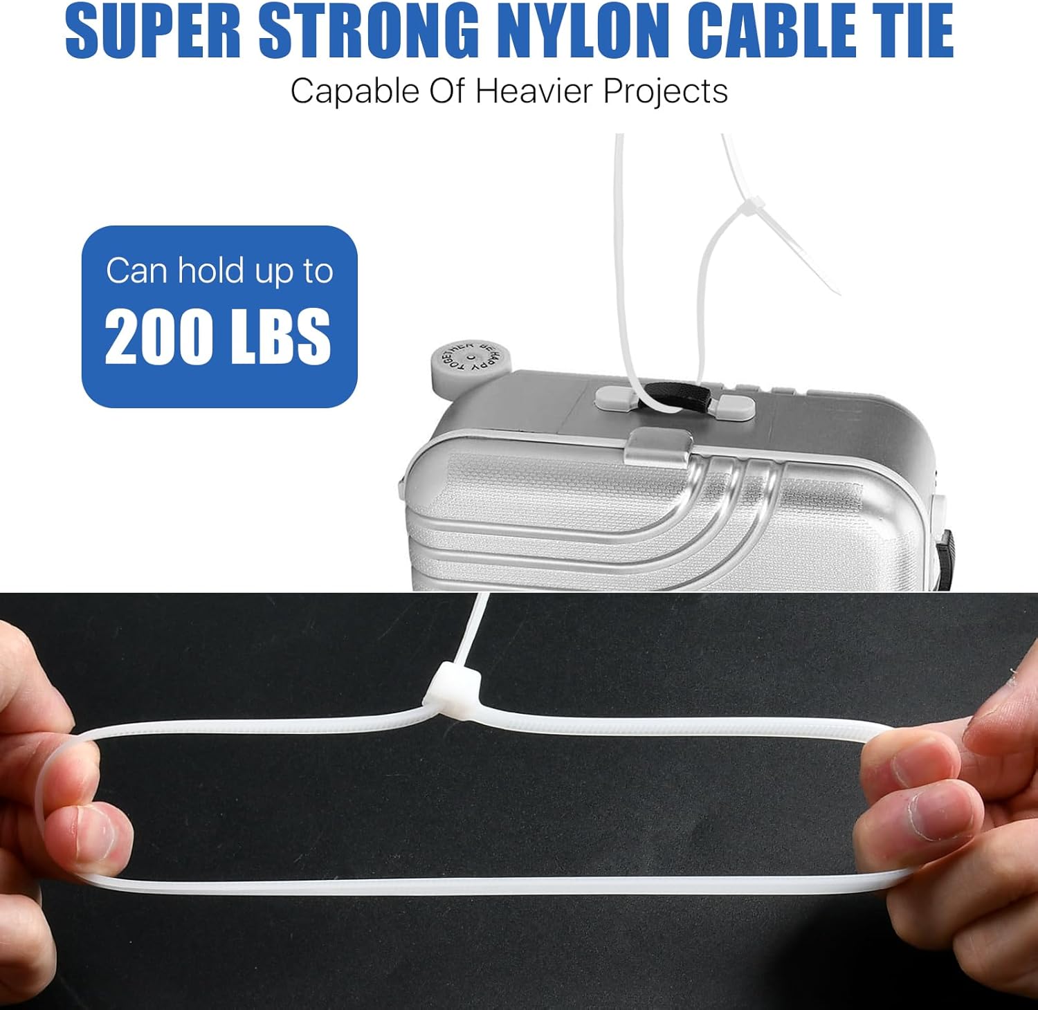 100 Pcs Zip Ties, Heavy Duty 24 Inch Wire Ties, Long Cable Ties, Industrial Sturdy Nylon Tie Wraps for Indoor and Outdoor Use, Fences Binding, Awnings Tying (White)