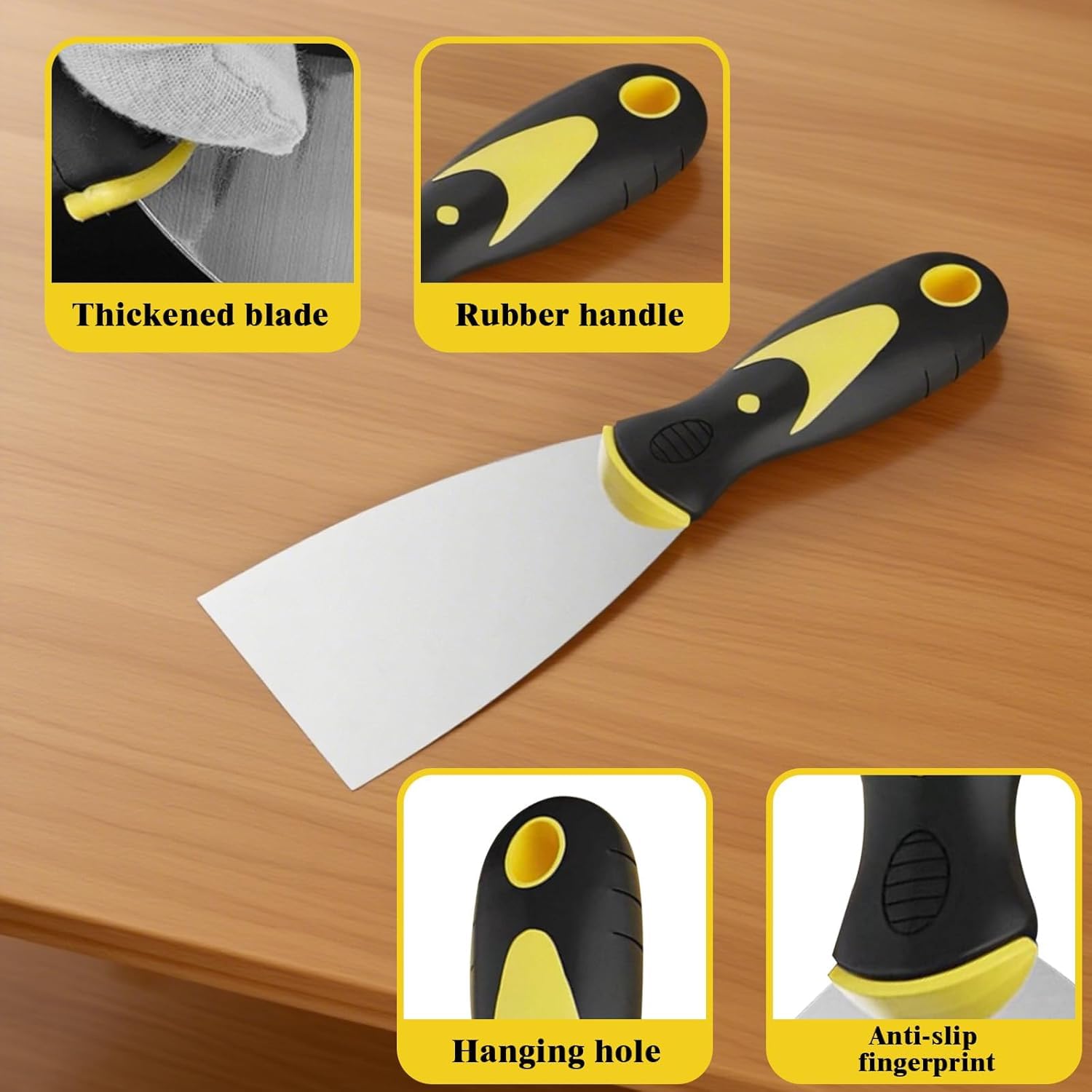 Juego de Espátulas de Superficie de 12 piezas, Cuchillos de Masilla de Acero Inoxidable con Mango Ergonómico, Espátulas de Pintor y Cuchillo de Masilla para Placas de Yeso