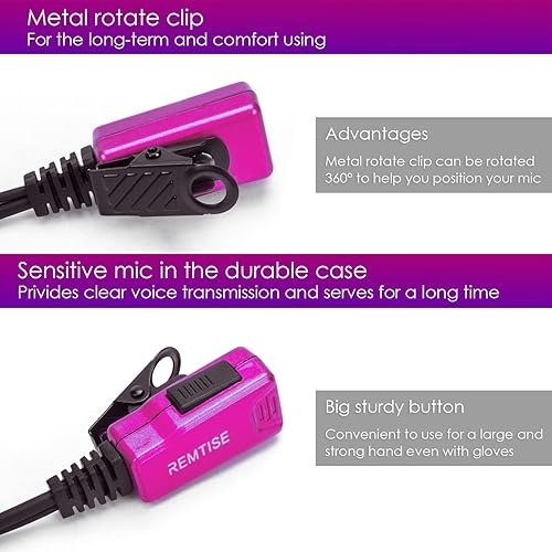 Miniatura 3 de Remtise Auricular de un solo cable con micrófono para Motorola Walkie Talkies, auriculares y PTT compatibles con Motorola Radios de 2 vías