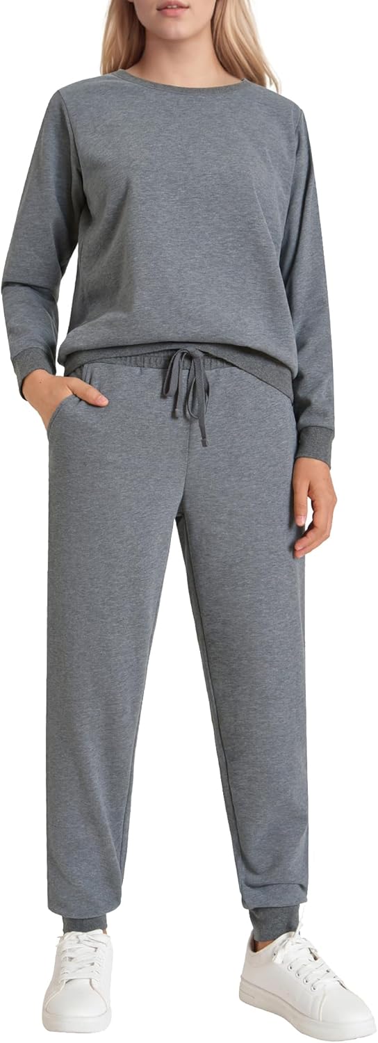 Weintee Women's Petite Jogging Set Pullover Sweatshirt and Sweatpants 2 Piece Sweatsuits