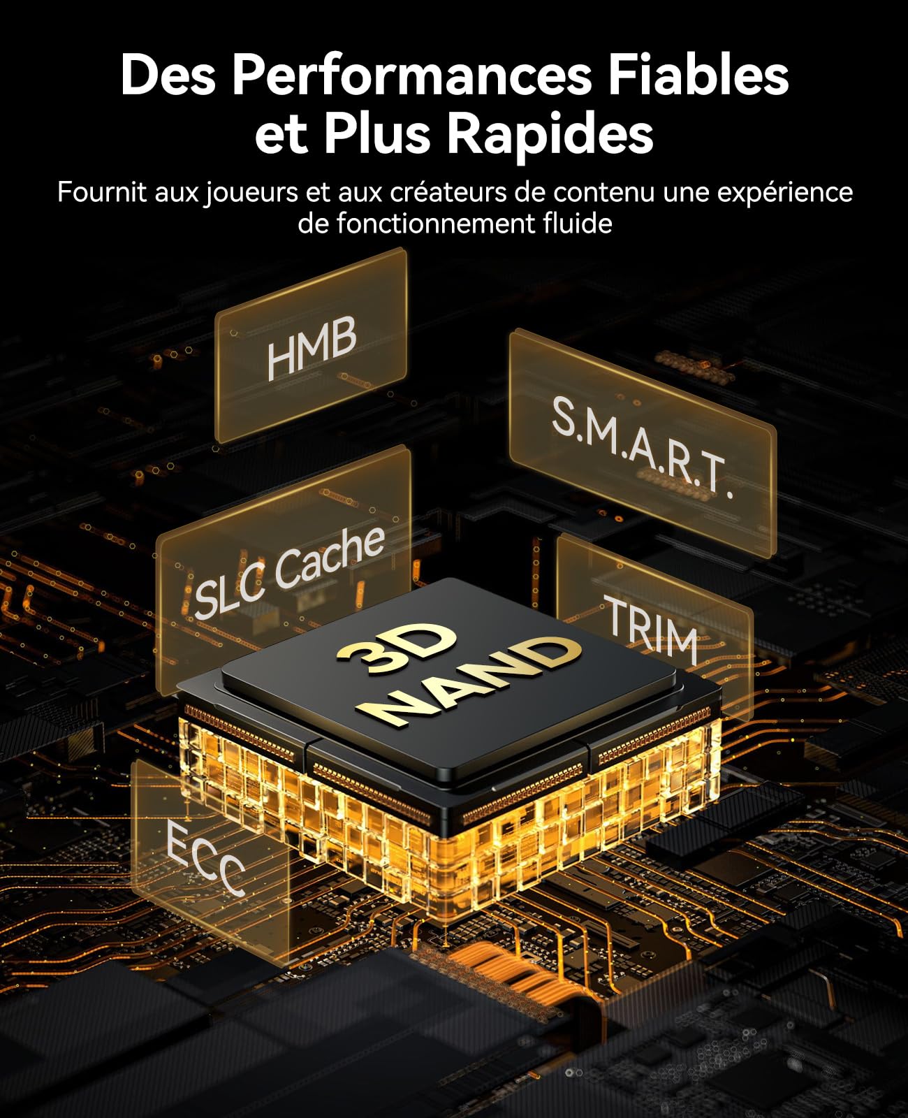 ORICO SSD 2To NVMe M.2, PCIe 4.0X4 - Jusqu'à 7400MB/s M2 SSD, 3D NAND Flash M.2 2280 Disque Dur Interne, Compatible avec macOS Windows pour Joueurs et créateurs-e7400