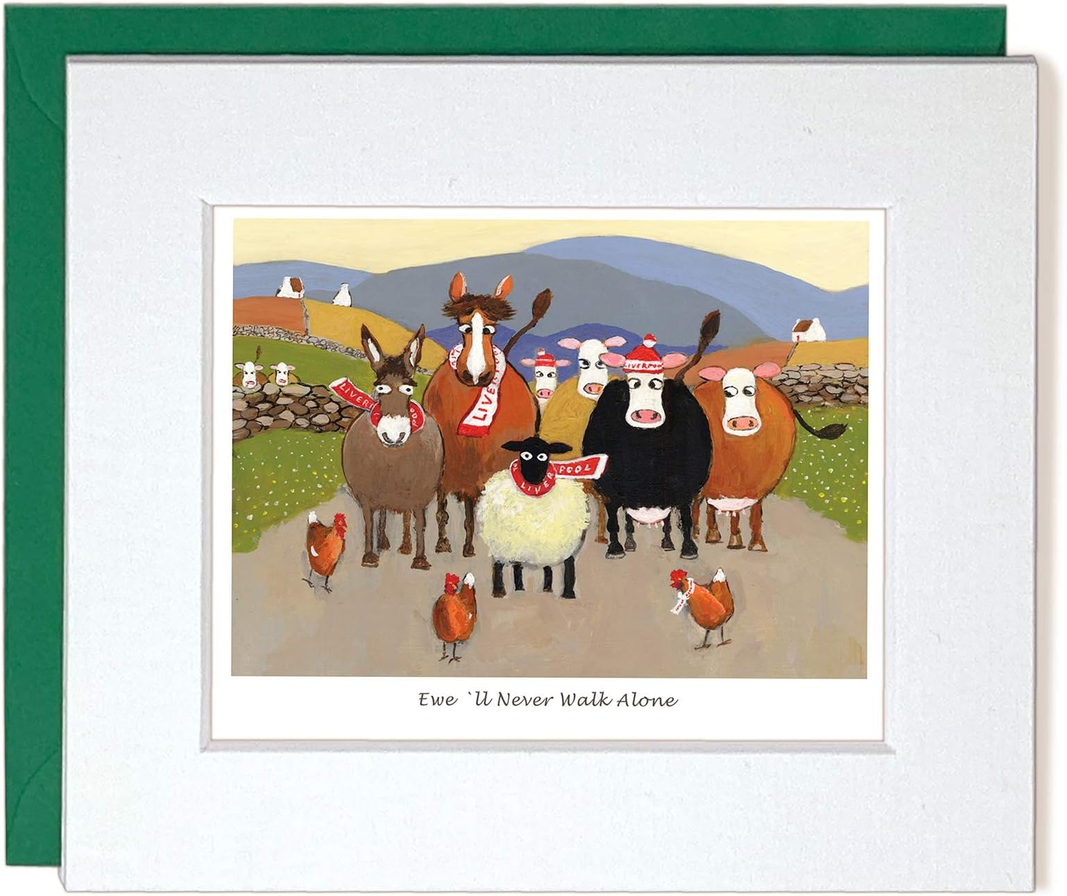 "Ewe'll Never Walk Alone" Mounted Greeting Card by Thomas Joseph - Liverpool Football - Sheep Card