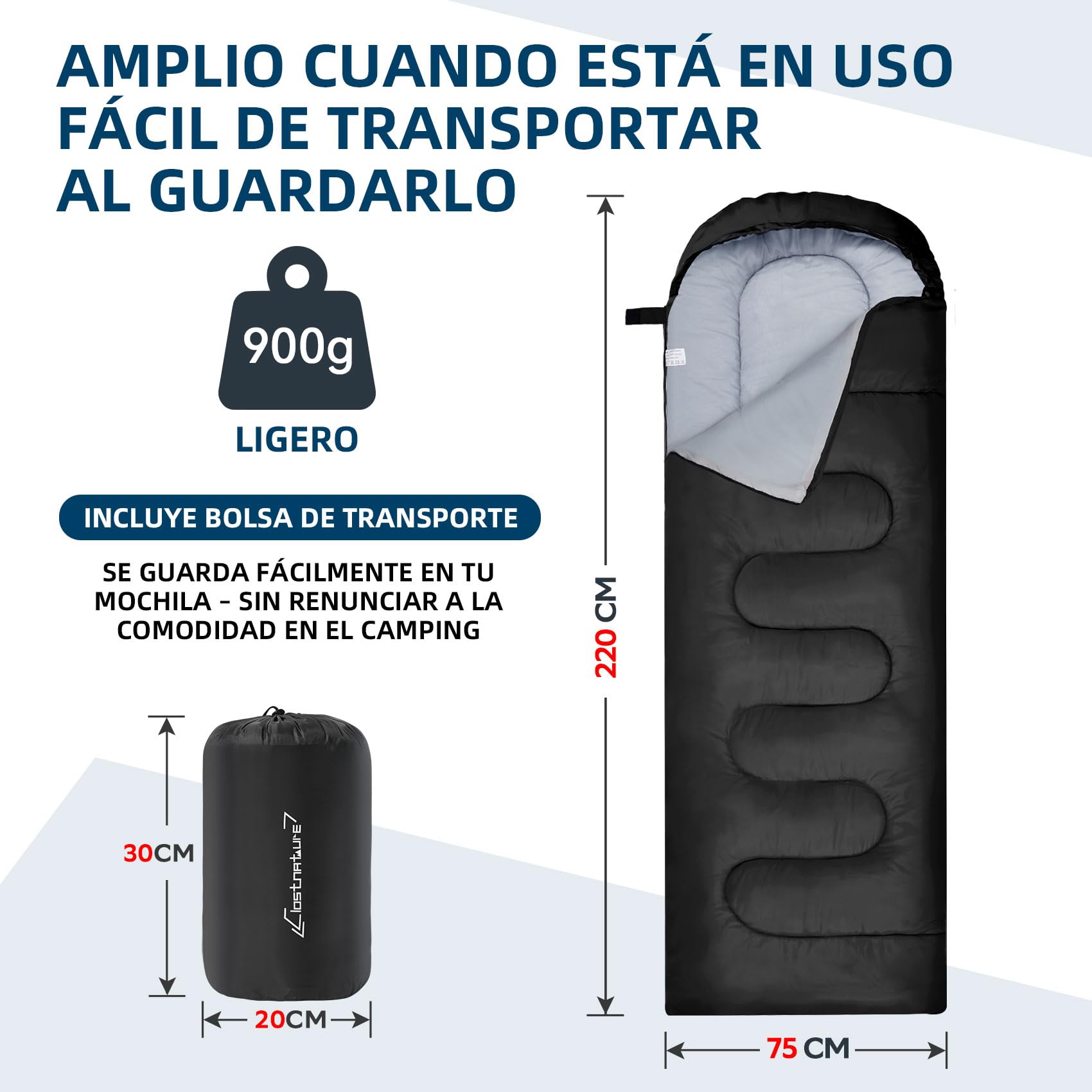 Clostnature Saco de Dormir Adulto Ligero y Compacto - Saco Dormir Ultraligero 3 Estaciones para Camping, Portátil, Senderismo y Mochilero, Excursiones - Cálido y Espacioso para Hombre, Mujer, Deportes
