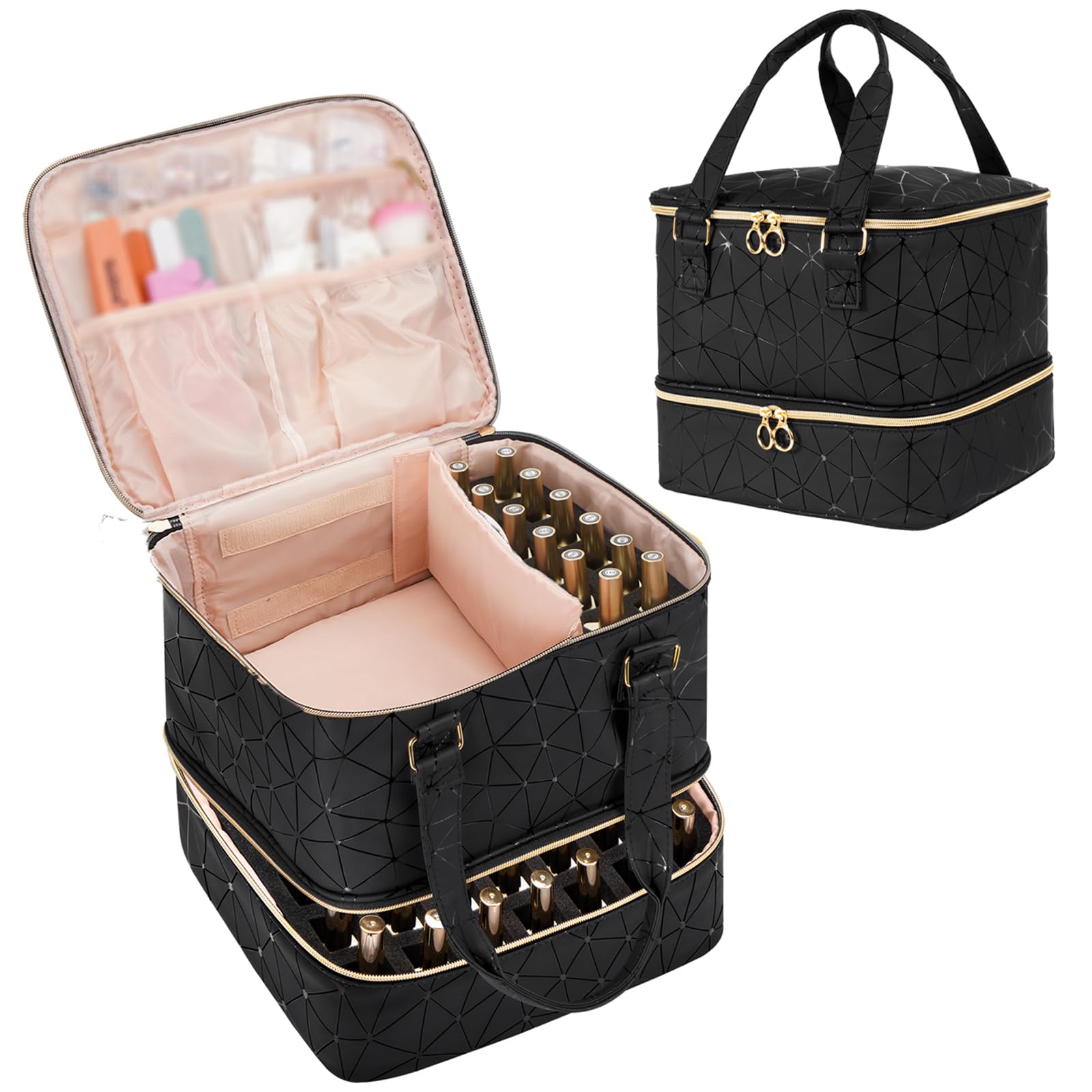 Uross Nail Polish Organizer Bag Holds 54 Bottles Nail Lamp