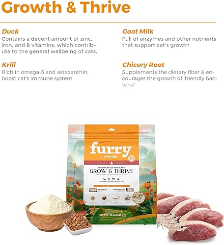 Miniatura 14 de FURRY WONDER Alimento para gatos, crudo liofilizado, cordero y pollo, 16 onzas, alto en proteínas, sin granos, comida completa o cobertura