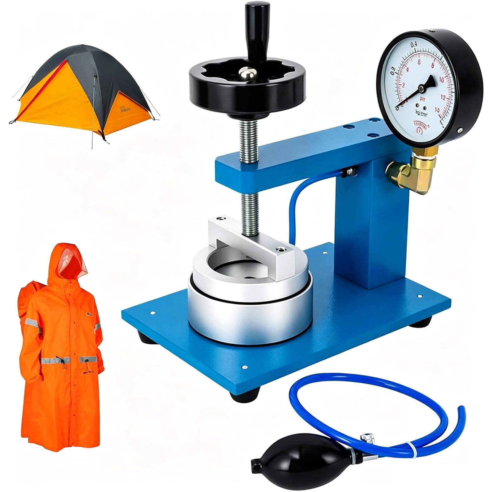 Nuxyyds Hydrostatic Pressure Tester for Textile Fabric, Plastic Bags, Garments, Tents, Raincoats with Digital Pressure Gauge and Pressurised Rubber Ball, Wide Applications 5000mm