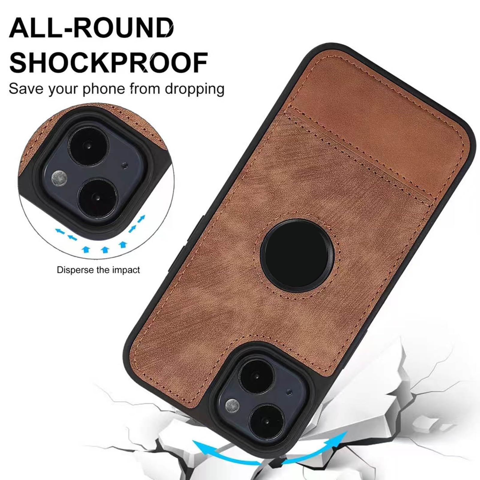 HAZARA Ultra -Cienkie etui do iPhone 15 Pro Max/15 Pro/15 Plus/15, matowa skórzana osłona, etui ochronne na tył telefonu z wizualnym logo, czarne, 15