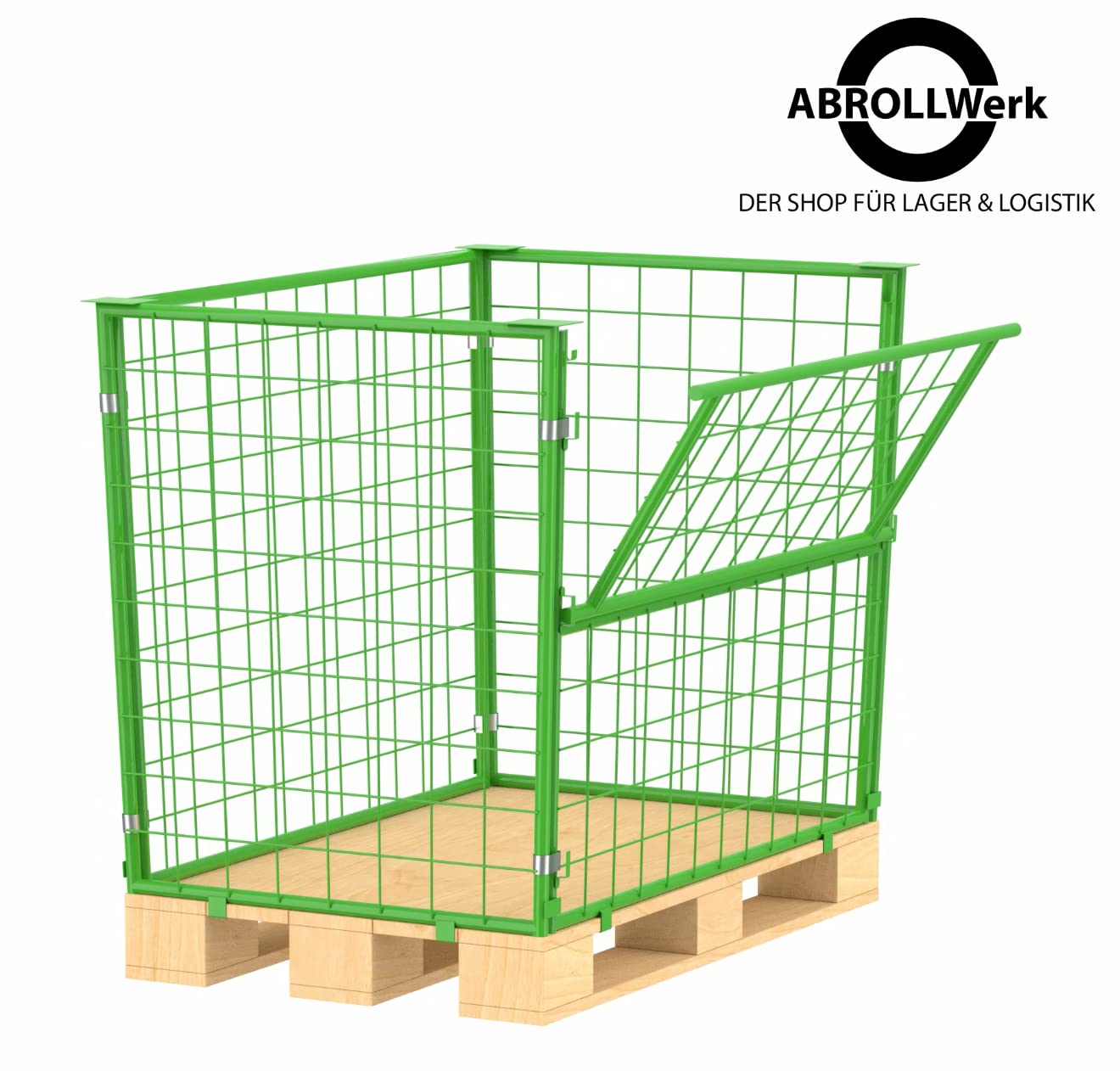 Telaio griglia accatastabile 1200x800x800 mm verde verniciato per Euro-Pallet – scatola a griglia pieghevole con altezza utile 800 mm per pallet DIN – pratica per industria, giardino e