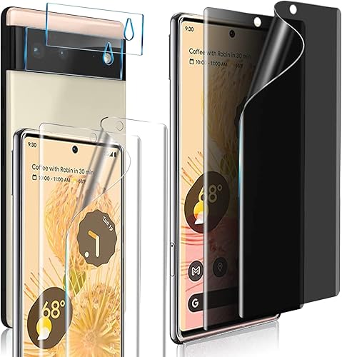 Diseñado para Google Pixel 6a 5G con [2 unidades] protector de lente de cámara y [2 unidades] Clase de película de TPU flexible de privacidad,