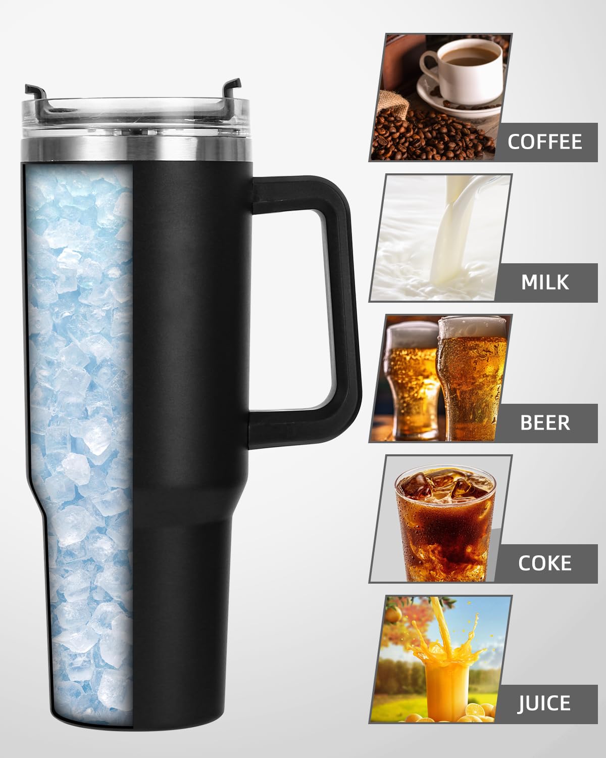 Gobelet Isotherme SNONRDO 1200ml - Tasse Voyage Avec Paille Et Poignée - Garde Chaud 12h Et Froid 24h - Brun