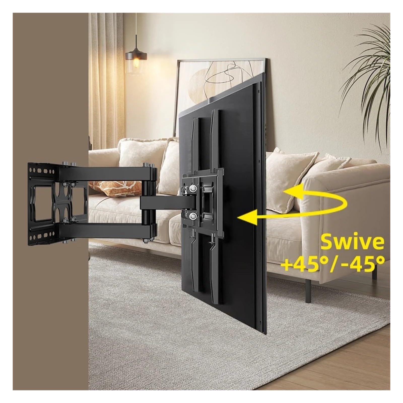 Staffa da parete for TV Full Motion da 32-70 pollici, 35 kg | Braccio estensibile girevole, VESA 600x400mm, montaggio a parete domestica