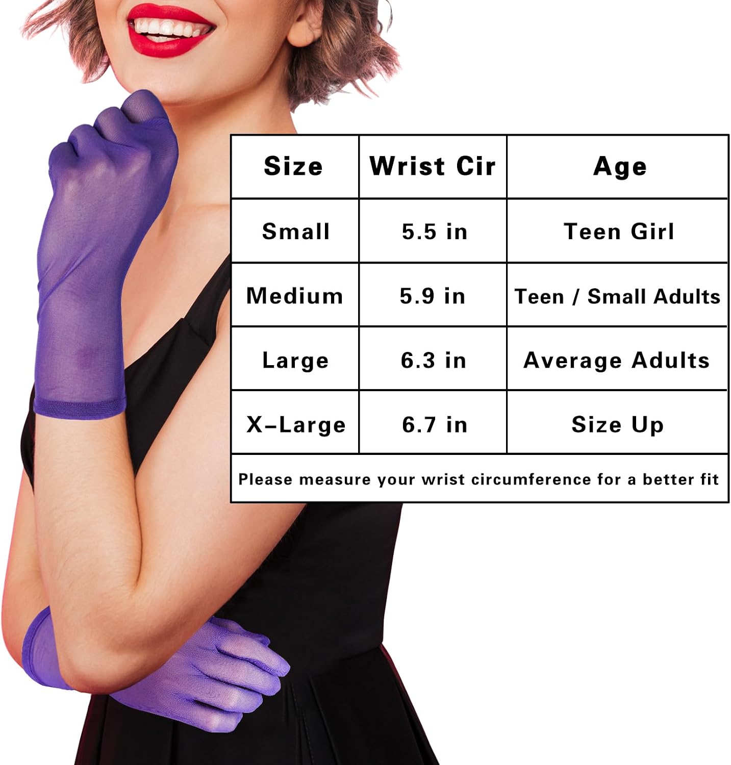 Luwint Short Tulle Mesh Gloves, Women Wedding Tea Party Prom Dress Costume, Non-slip