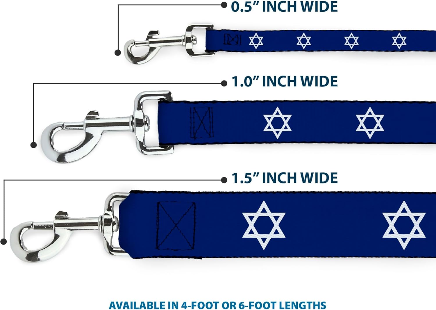Dog Leash Star of David 6 Feet Long 1.0 Inch Wide