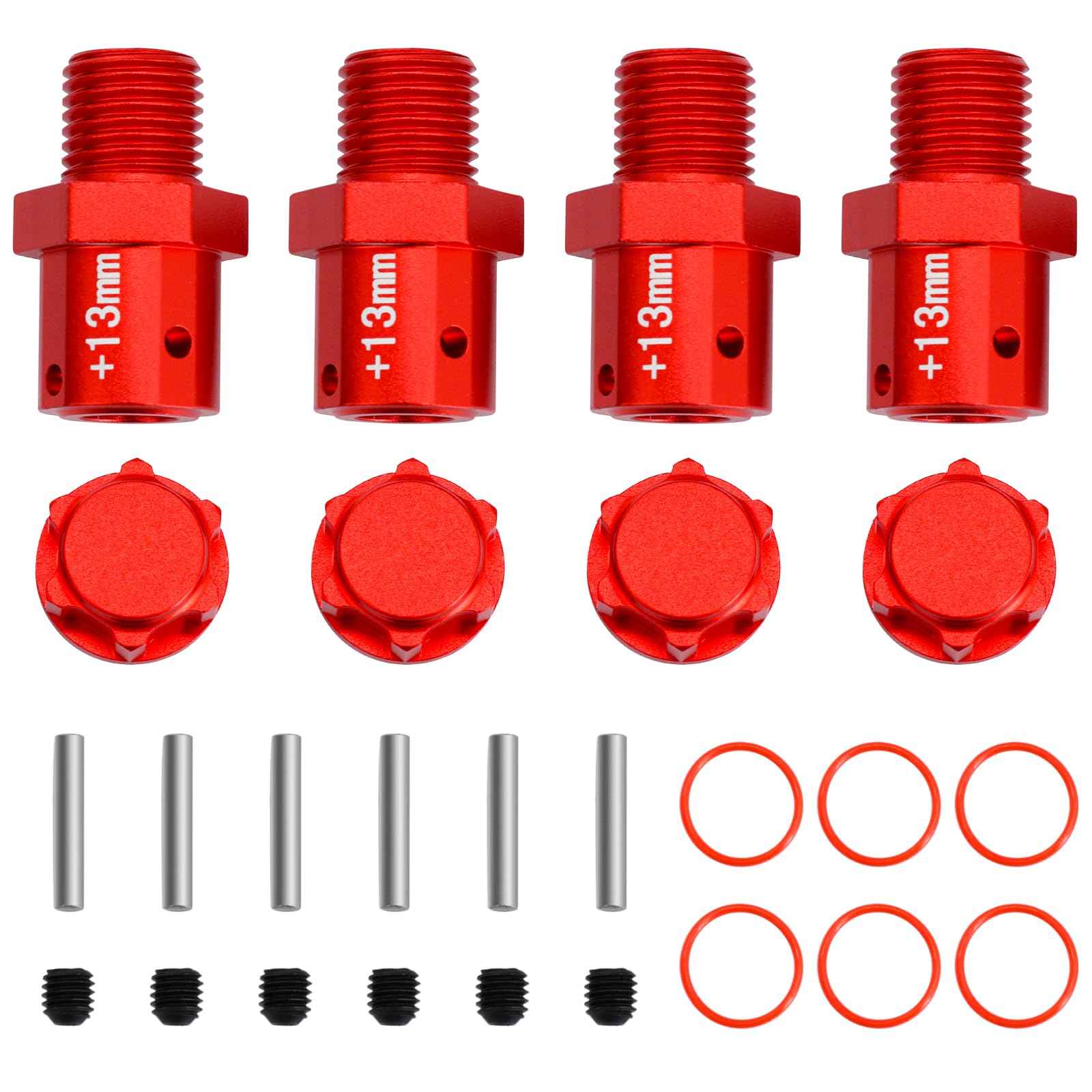 Aluminum +13mm Wide Wheel Hex Hub Upgrade Parts for Arrma 1/7 Mojave Infraction Felony Limitless Fireteam 1/8 Kraton Outcast 6S BLX (Red)