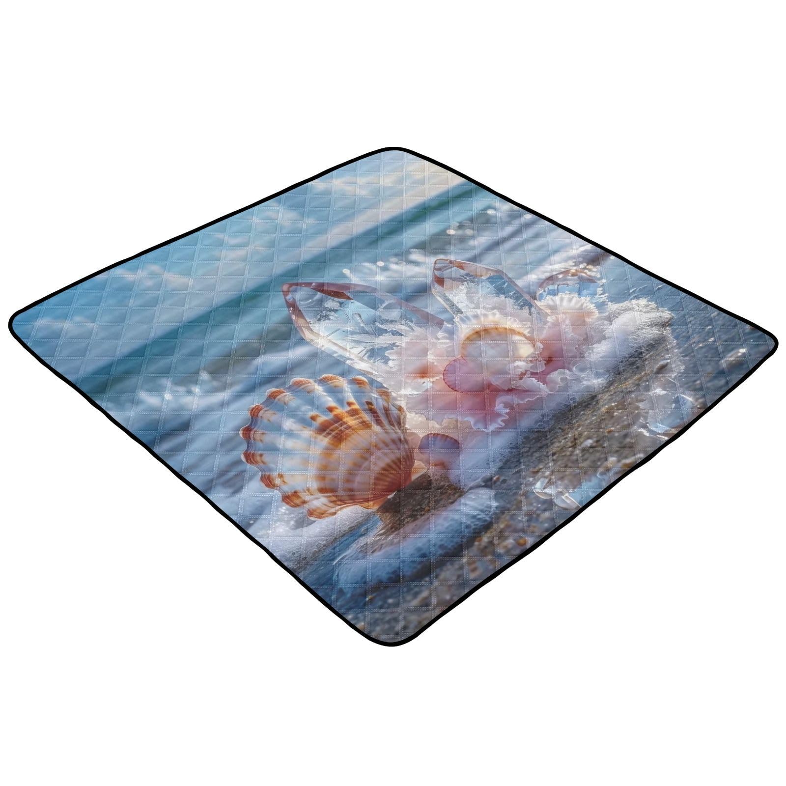 Kigai Beach Shell Baby Play Mat for Floor and Playpen 50x50 inch Non-Slip Baby Activity Playmat Waterproof Foldable Crawling Mat for Infants Toddlers