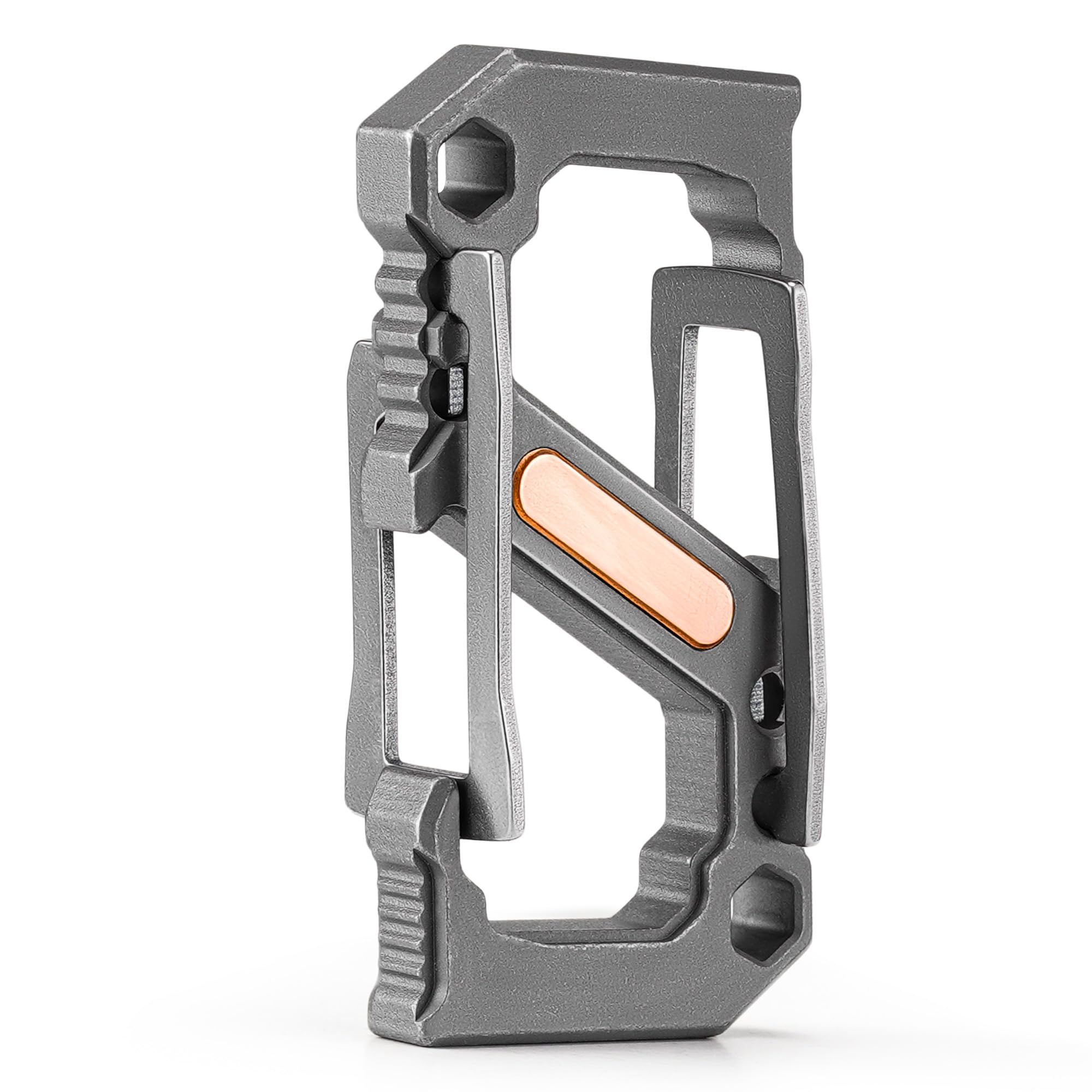KeyUnity KU07 - Moschettone in titanio con doppio cancello per EDC | Apribottiglie, funzione cacciavite, design utilità 3 in 1, metallo leggero, accessorio portachiavi
