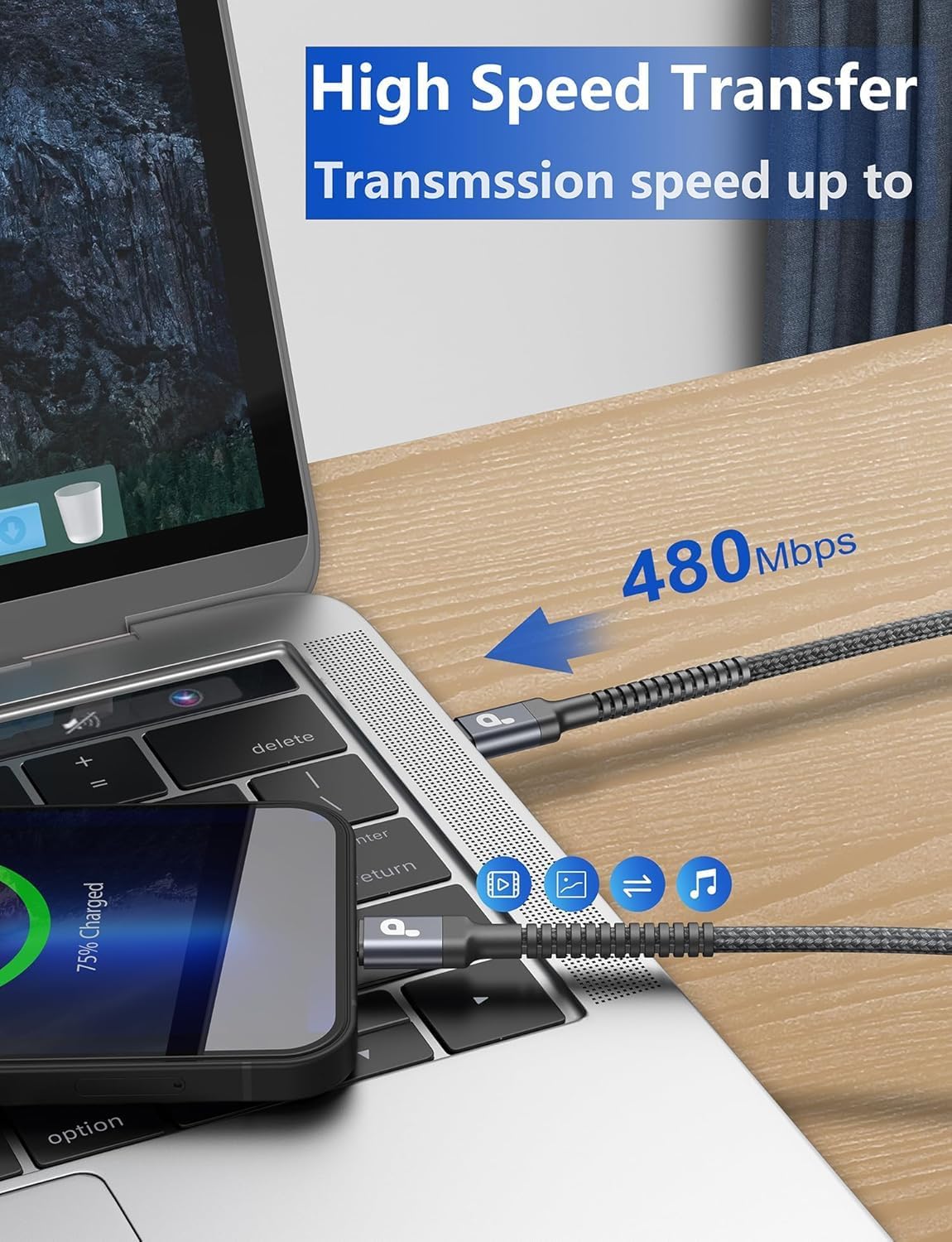 PRAKIE Cable USB C de carga rápida, cable USB A a USB C de 6 pies, cable USB tipo C, carga rápida de 60 W