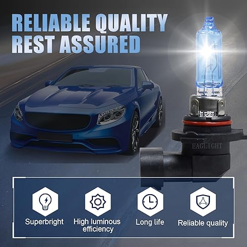 Miniatura 3 de Crynod Kit de 2 lámparas halógenas antiniebla para automóvil, accesorios de repuesto de luz ultra blanca de 100 W, 12 V, lámpara antiniebla de