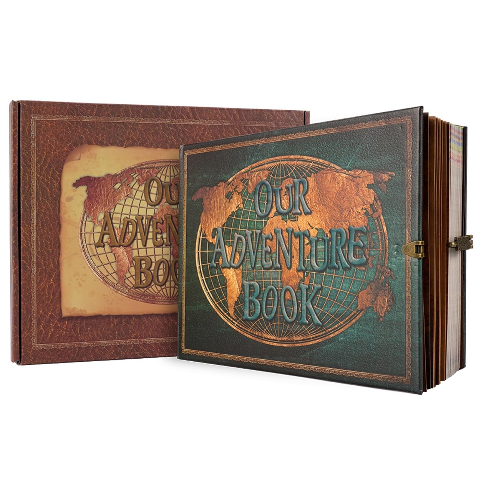 Album Fotos 180 Page DIY Travel Photo Album Our Adventure Book Leather Retro Creative Anniversary Wedding Guest Memory Gift(Green)