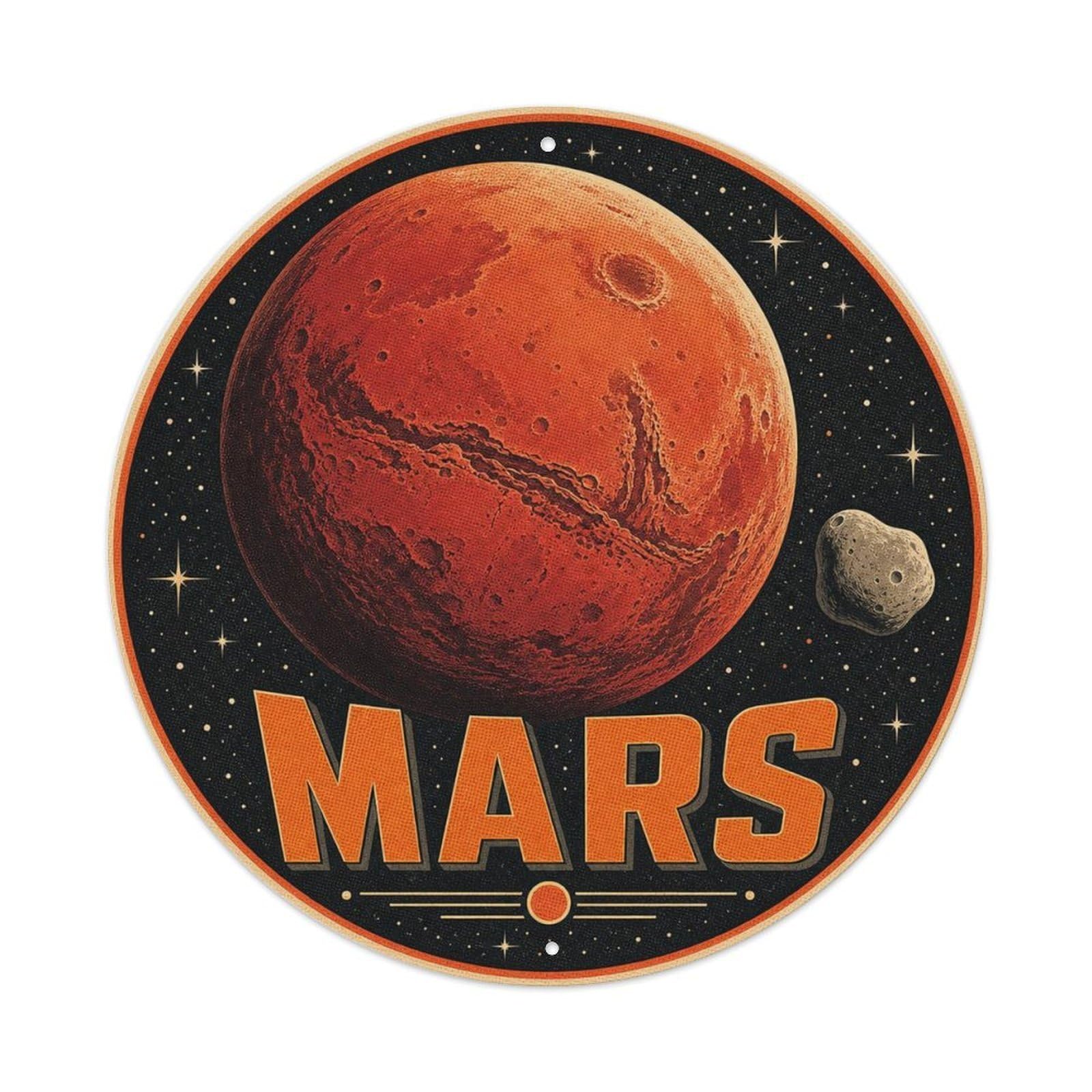 Astronomy Universe Starry Sky Mars Desert World Cosmos Metal Tin Sign Plaque Wall Decor for Cafe, Man Cave, Club Bar, Office, Home Garden Round Metal Poster 8x8Inch