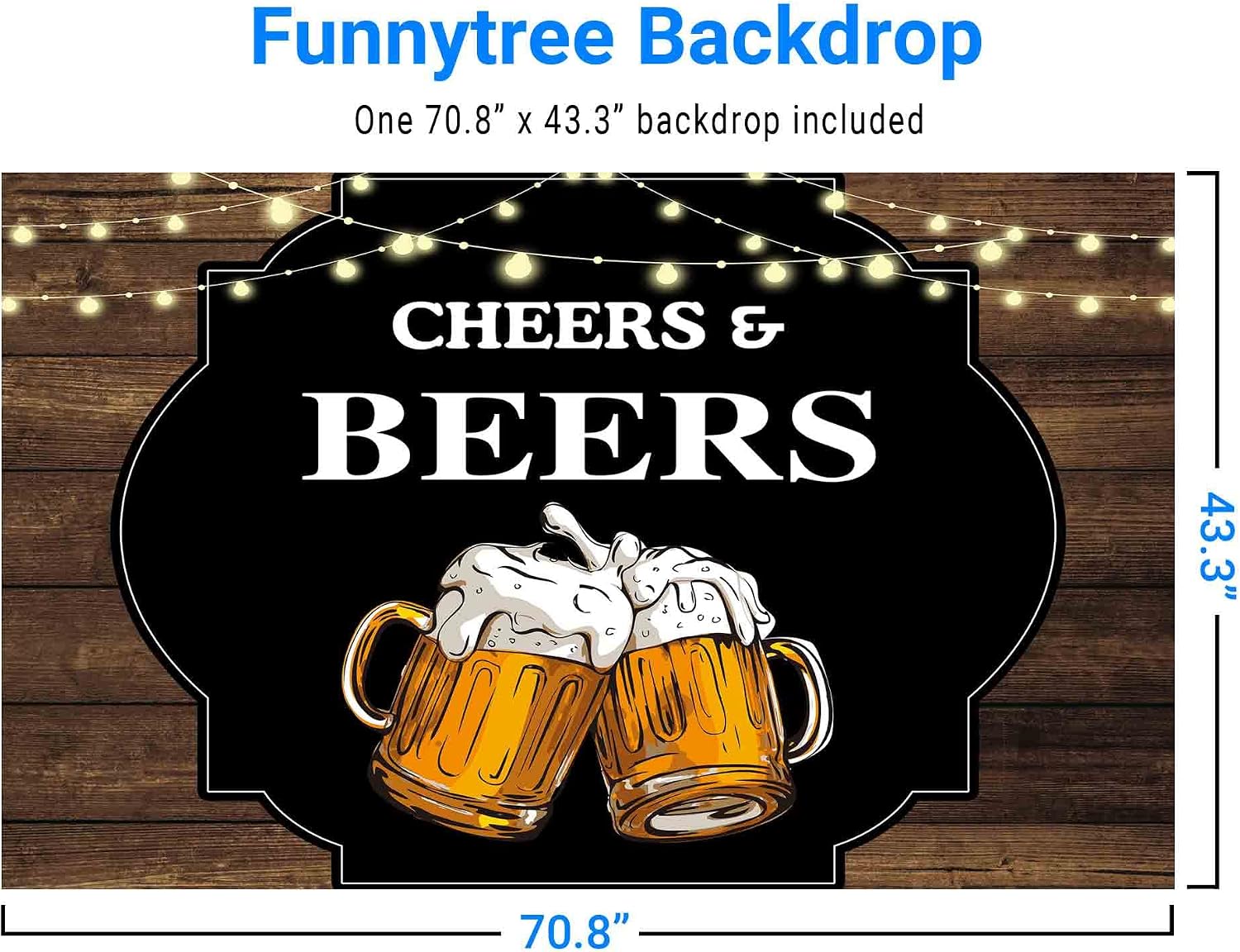 Funnytree Cheers and Beers Photography Backdrop for 30th 40th 50th Birthday Party Banner Rustic Glitter Wood Background Photo Booth
