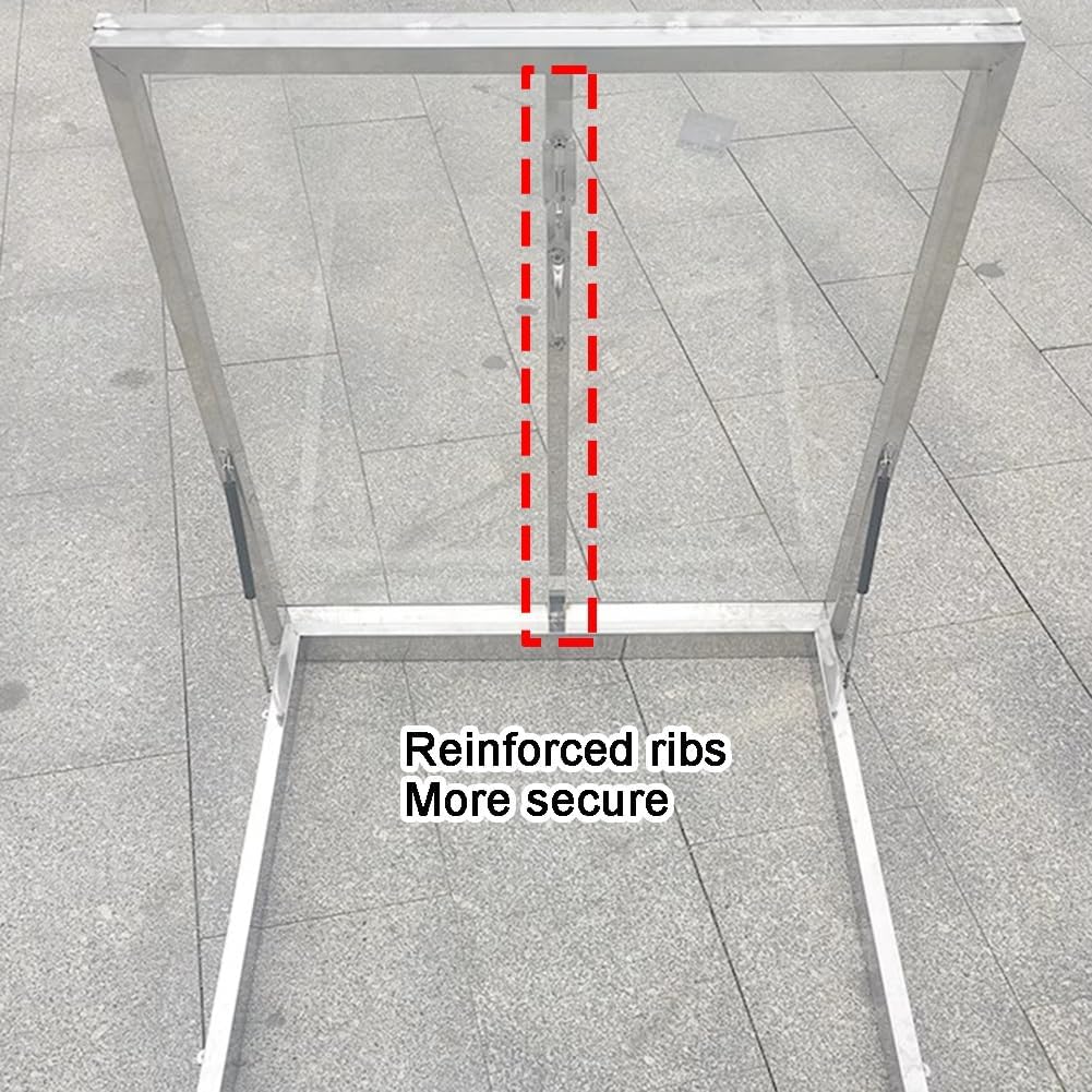 Roof Glass Screen Window, Sloped Basement Manual Skylight Door, Household Attic Viewing Window, Maintenance Hatch Well Window ﻿(115x115 cm/45.3x45.3 in)