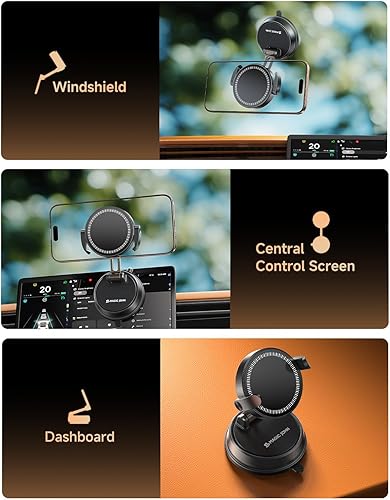 Miniatura 2 de MAGIC JOHN Soporte de coche MagSafe 20 imanes N55 y brazo de clip Soporte magnético ajustable de 360 para teléfono de automóvil, soportes de