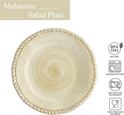 Miniatura 10 de UP ware - Juego de 6 platos de ensalada de melamina, sin BPA, aptos para lavavajillas, platos de ensalada para risotto, pasta y ensalada, platos de