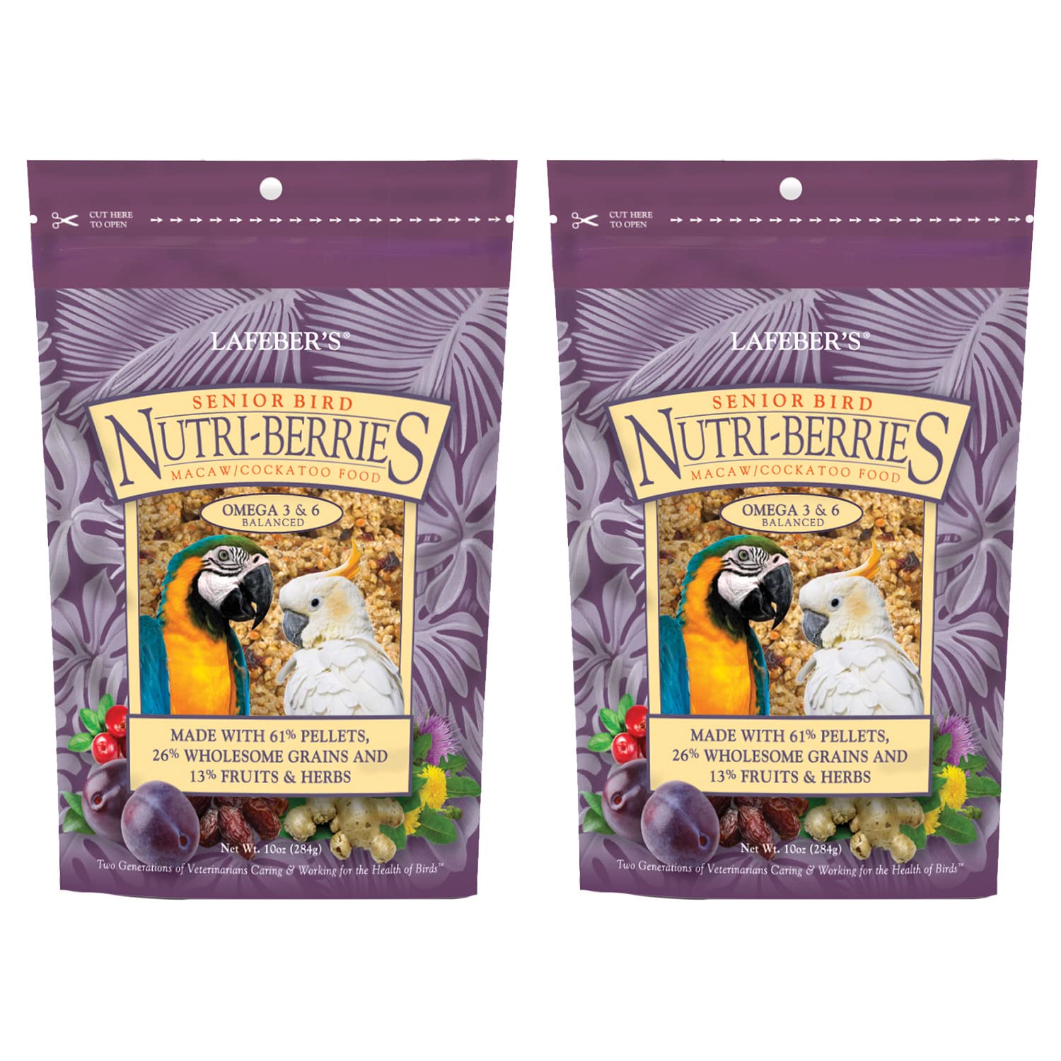 Lafeber's Senior Bird Nutri-Berries Macaw and Cockatoo Food (10 oz Pack of 2)