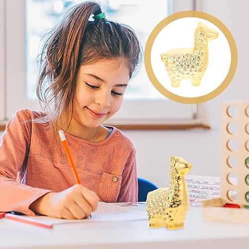 Miniatura 9 de Pequeña estatua de animal dorada de alpaca, decoración moderna para el hogar, figuras de cerámica de animales, decoración de estantería, escultura