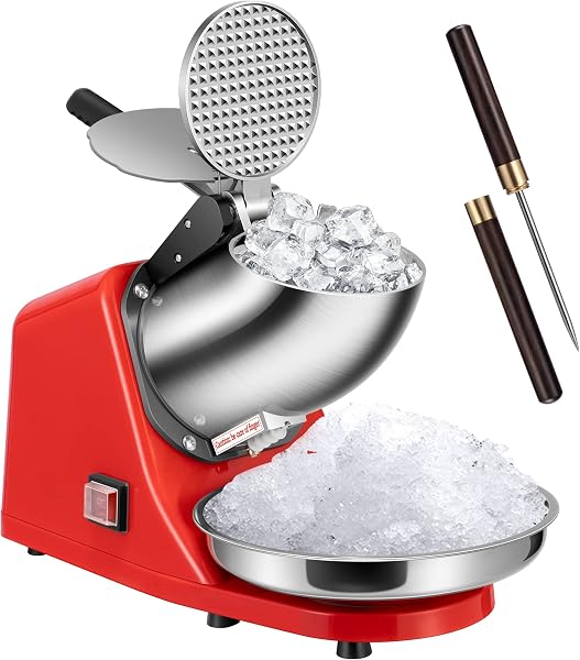 VIVOHOME Electric Ice Shaver Crusher Machine Snow Cone Maker Silver 143lbs/hr with Ice Pick for Home and Commercial Use