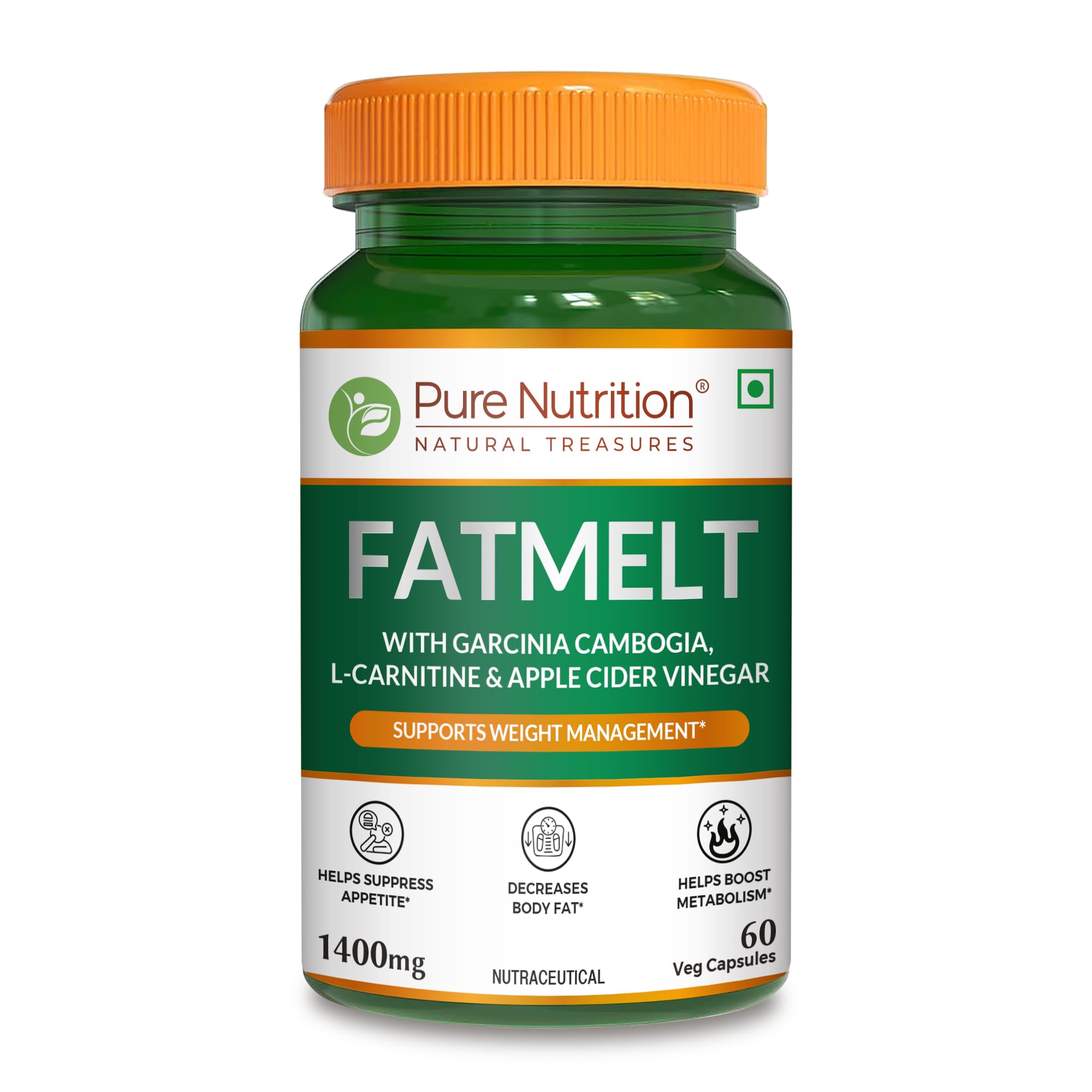 Pure Nutrition FATMELT with Garcinia Cambogia, L-Carnitine & Apple Cider  Vinegar For Appetite Control, Weight Management