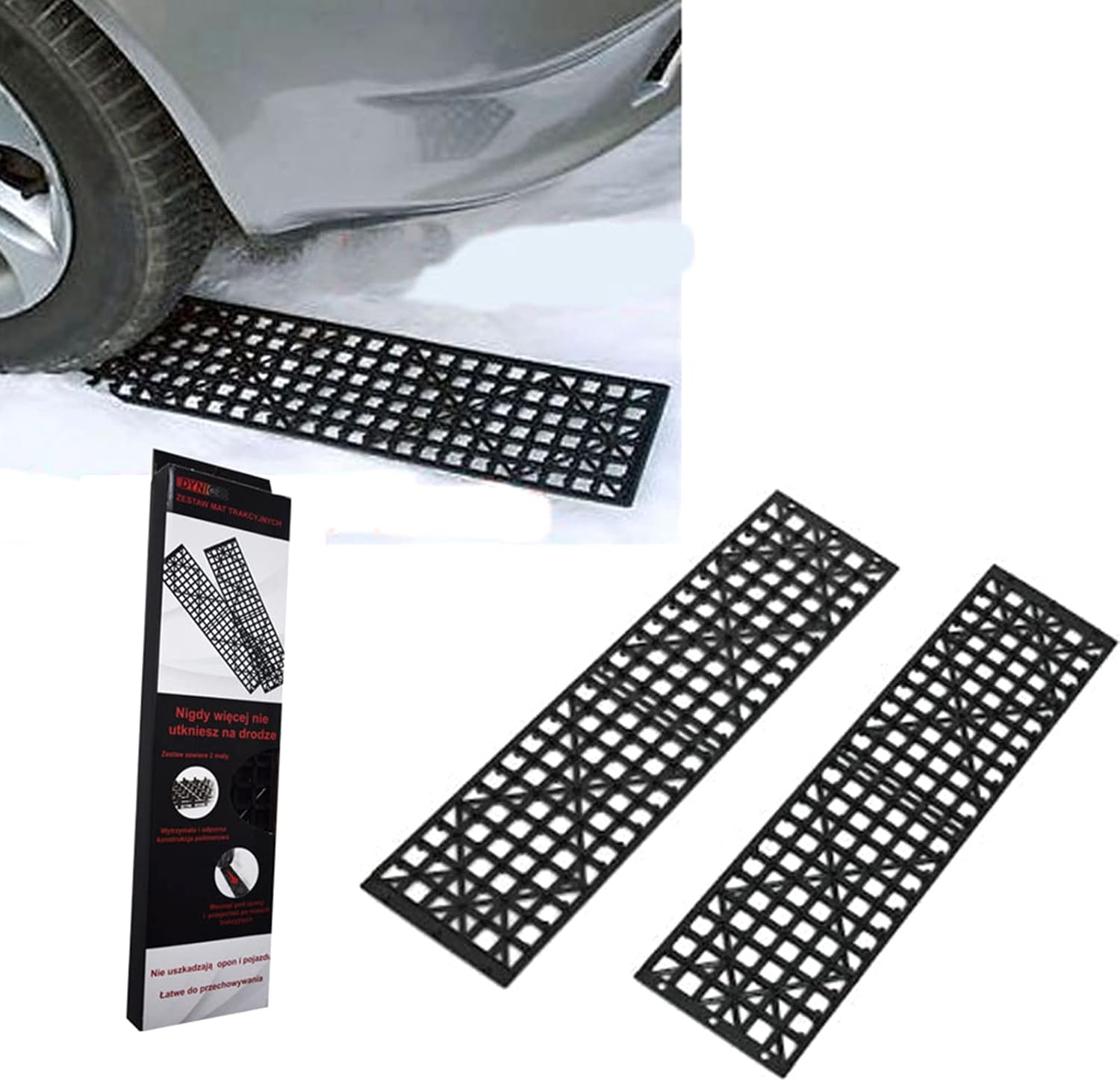 Off-Road Anti-Skid Chain Traction Boards 1 Pair Recovery Track Mat for Car Truck Tire Sand Mud Snow Ladder Tire Device for Snow Mud and Sand Trucks and Large Suvs Off Road Tires Rubber Slip