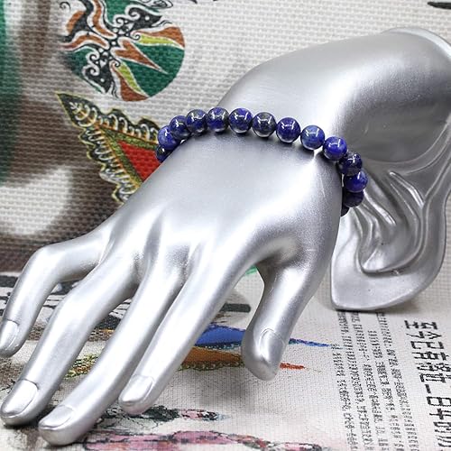 Miniatura 3 de Amandastone Pulsera elástica de cuentas redondas de 0.315 in con piedras preciosas naturales de 7 pulgadas