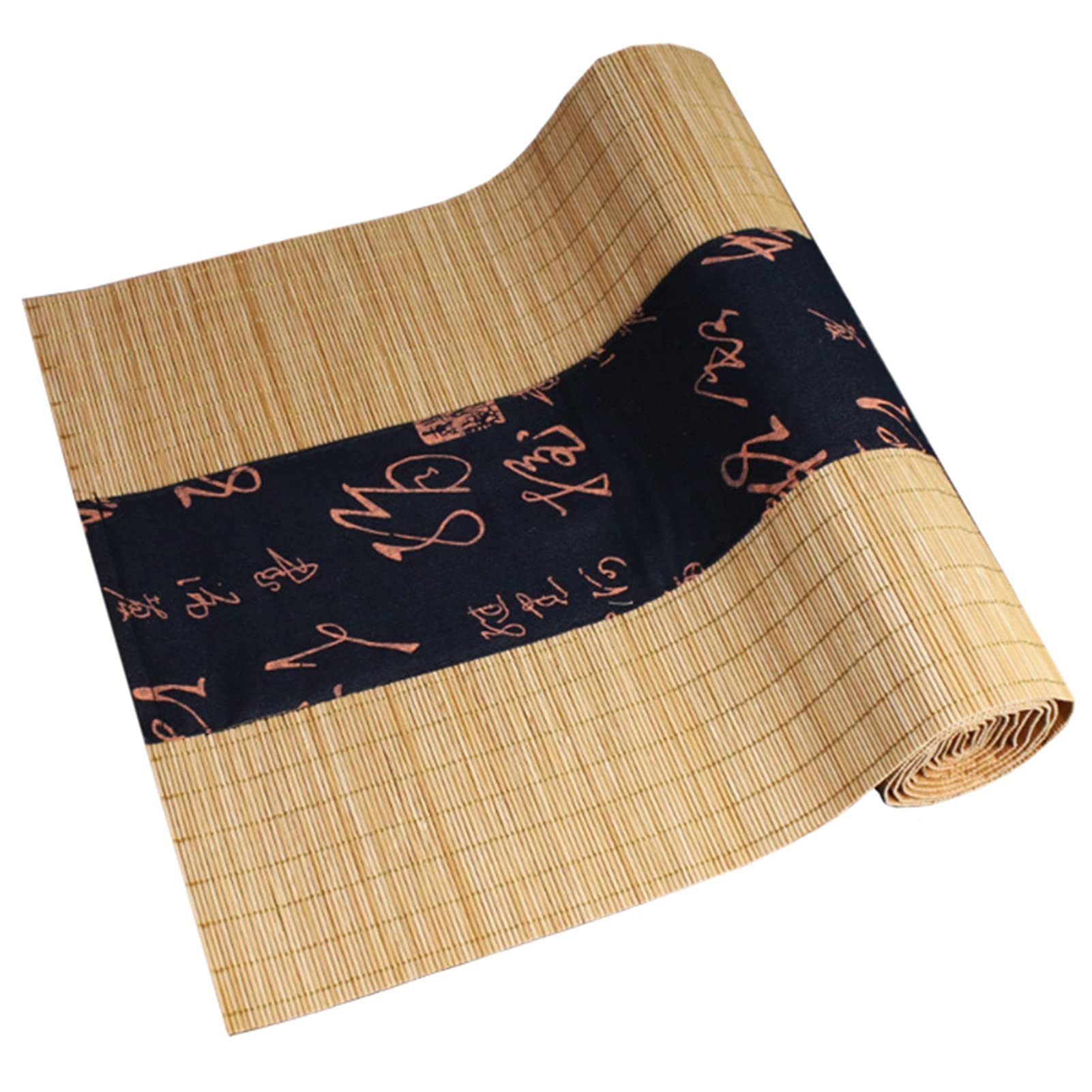Chemin de Table en Bambou， Chemin de Table Japonais en Bambou, Rouleau de Set de Table antidérapant for Cuisine/Table à Manger/fête/Mariage(Natural,12" x 35" (30cm x 90cm))