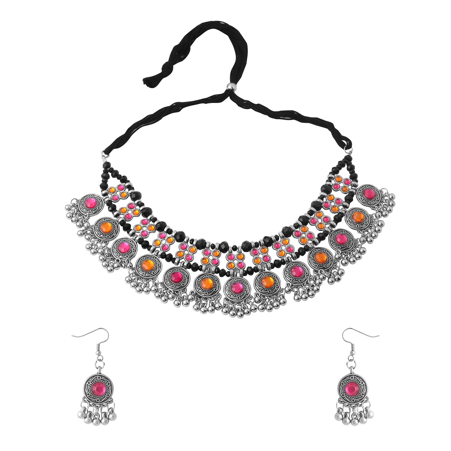 Yellow Chimes Jewellery Set for Women and Girls Silver Oxidised Jewellery Set | Multicolor Stone Oxidized Necklace Set | Birthday Gift For Girls and Women Anniversary Gift for Wife (B0C6LY2VJW) Amazon Price History, Amazon Price Tracker